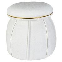 HOCKER CORIN 135 - Weiss/Goldfarben, Design, Textil (51,5/55cm) - Kayoom