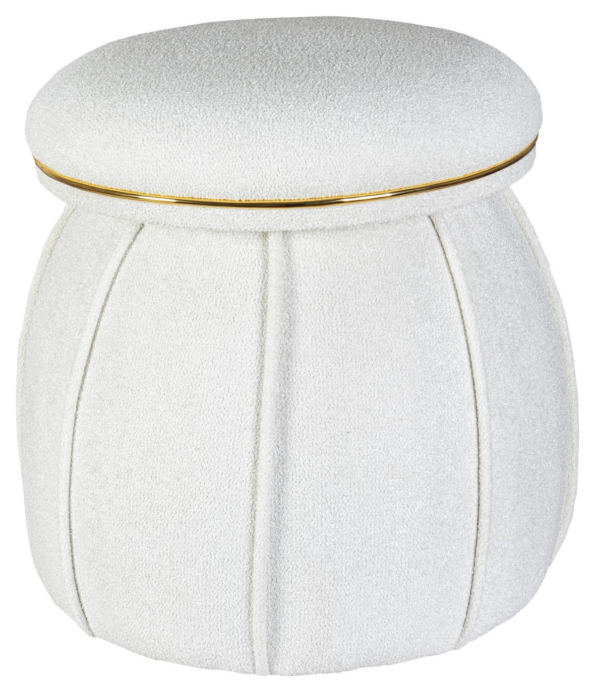 HOCKER CORIN 135 - Weiss/Goldfarben, Design, Textil (51,5/55cm) - Kayoom