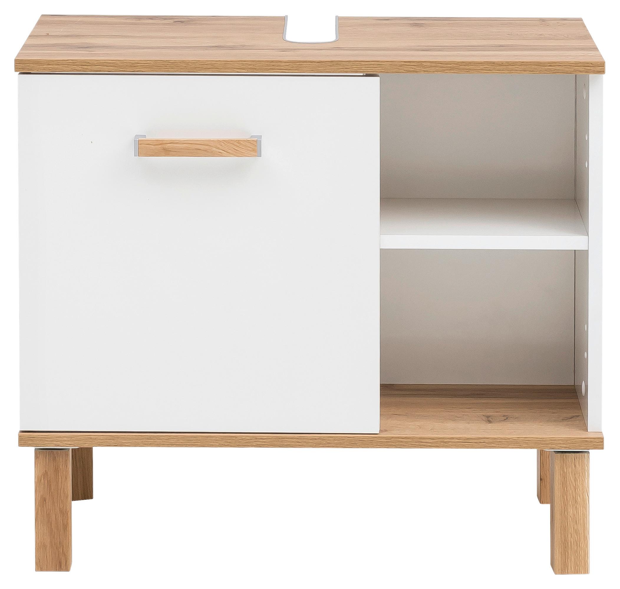 Waschbeckenunterschrank , weiß - Eichefarben/Weiß, MODERN, Holz/Holzwerkstoff (65,2/60,1/35,0cm) - MID.YOU