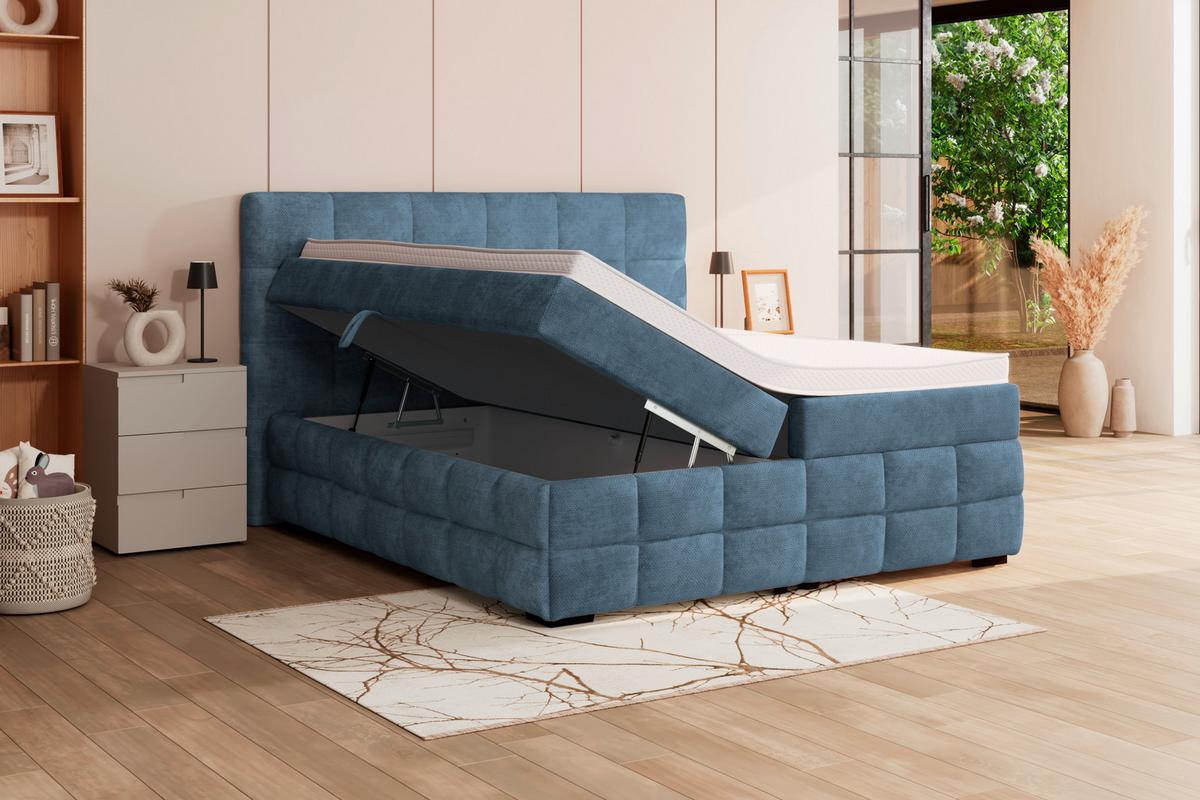 PAT BOX VEGA - albastru/verde, Trend, lemn/textil (160/200cm) - Modern Living