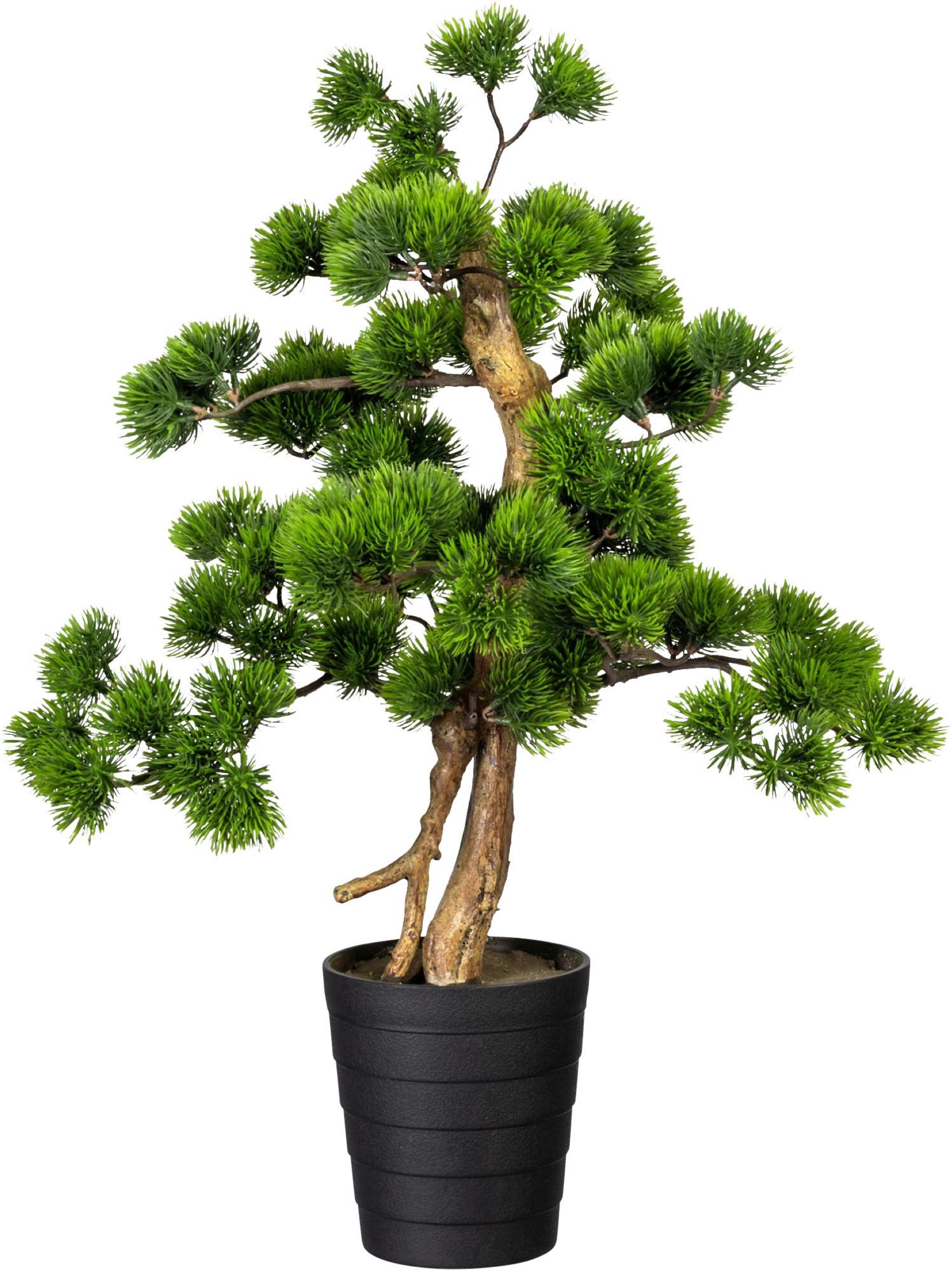 Kunstpflanze Bonsai Grün/Braun/Schwarz - Schwarz/Braun, Design, Kunststoff (60cm)