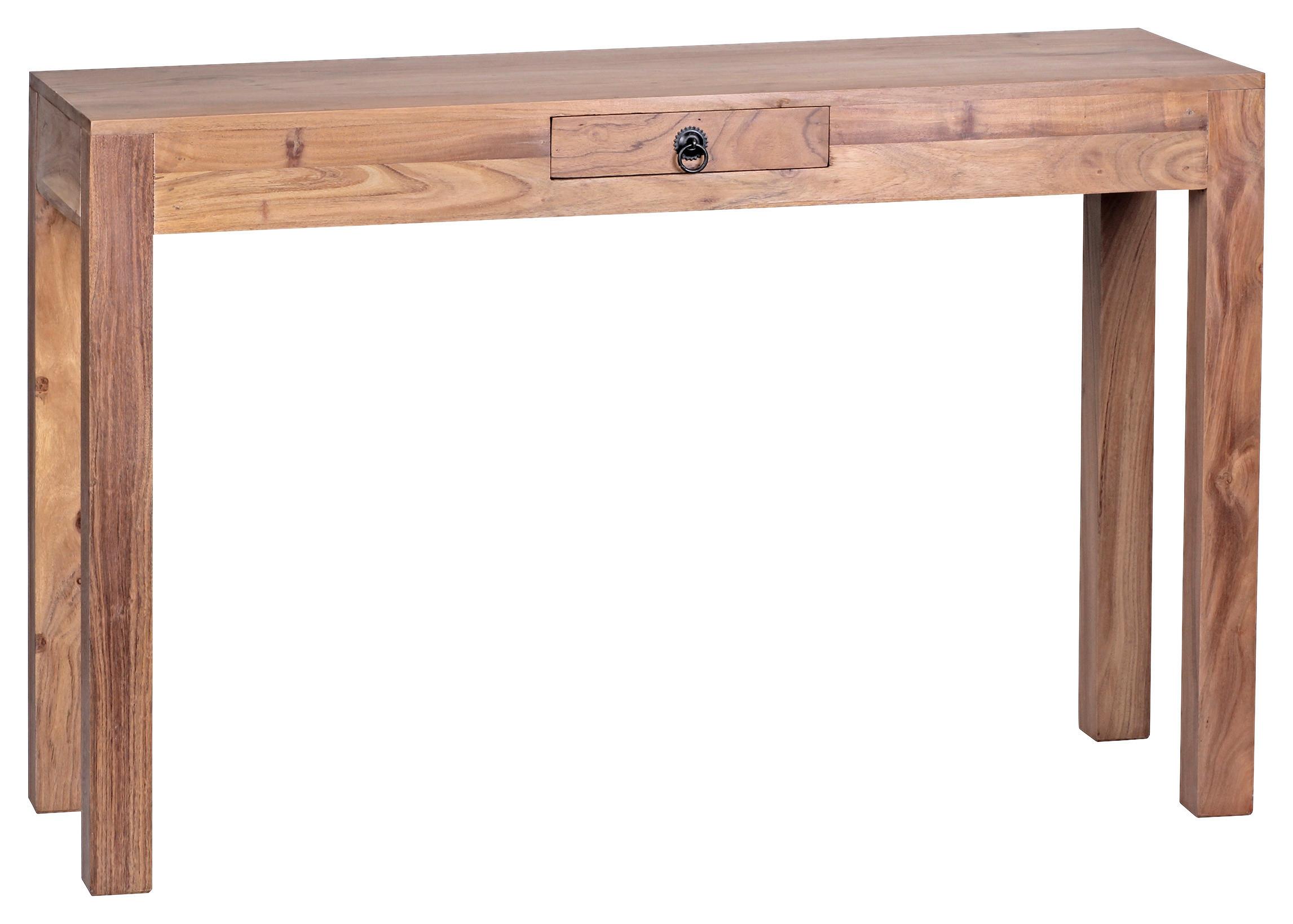 Konzolna Mizica Mumbai - črna/barve akacije, Trendi, kovina/les (120/40/70cm) - MID.YOU