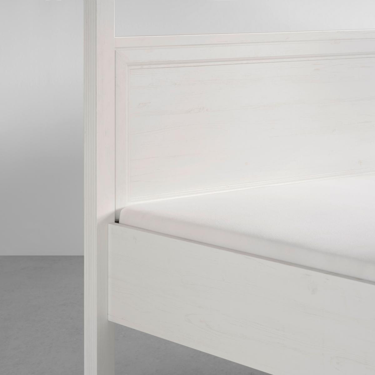 Himmelbett Marilou in Weiss ca. 180x200cm - Weiss/Schwarz, Romantik / Landhaus, Holzwerkstoff/Kunststoff (180/200cm) - Zandiara