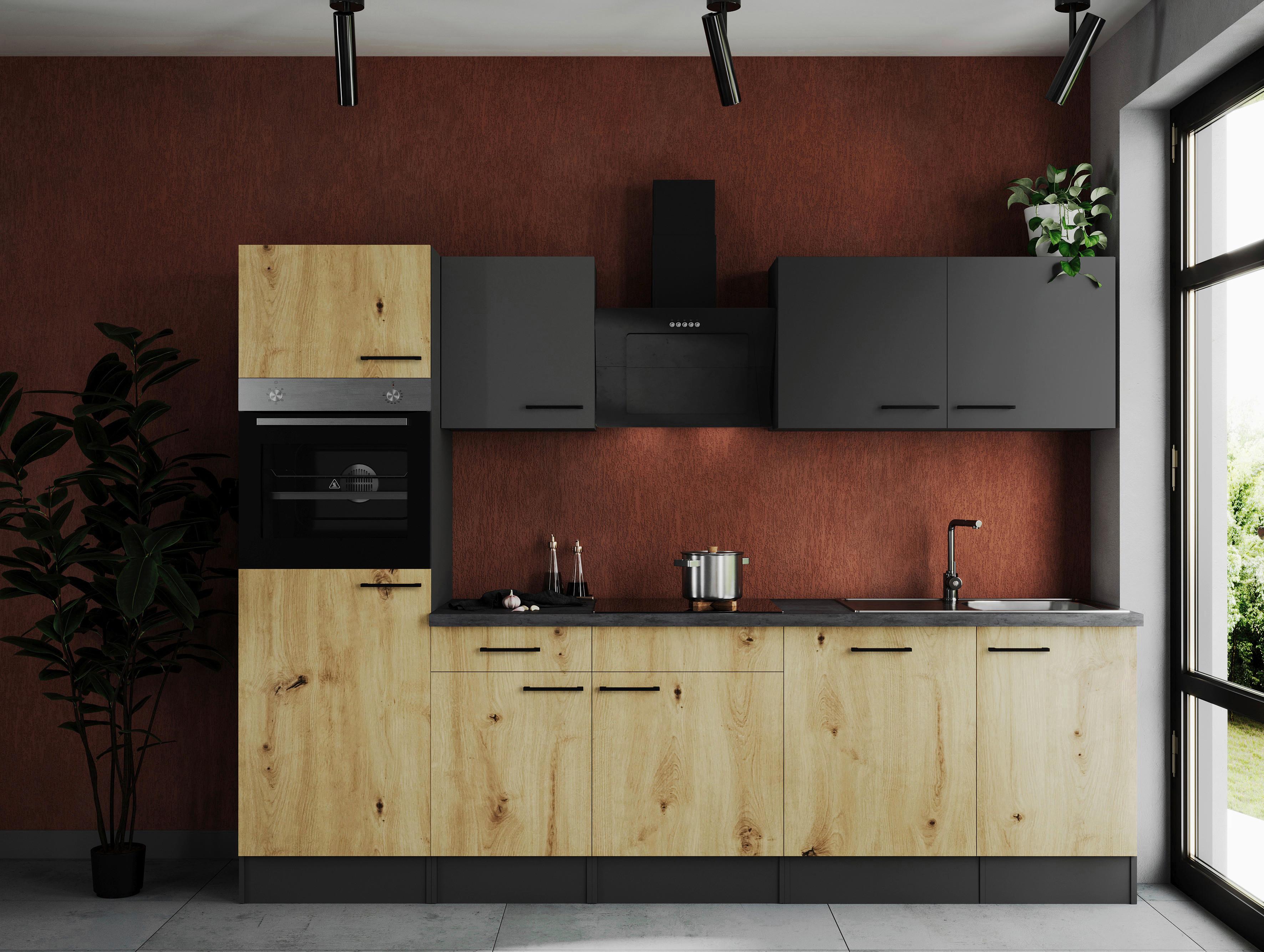 Kuhinjski Blok Z Aparati Oliver, 280cm - siva/črna, Design, kovina/leseni material (280cm) - Respekta