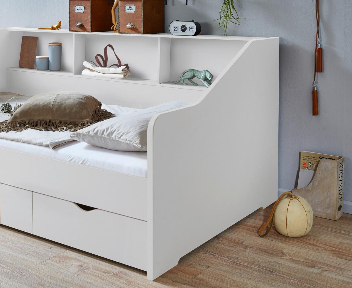 Raztegljiva Postelja Star, Bela, 90-180x200 - bela/barve bukve, Konvencionalno, leseni material/les (90-180/200cm) - Mömax