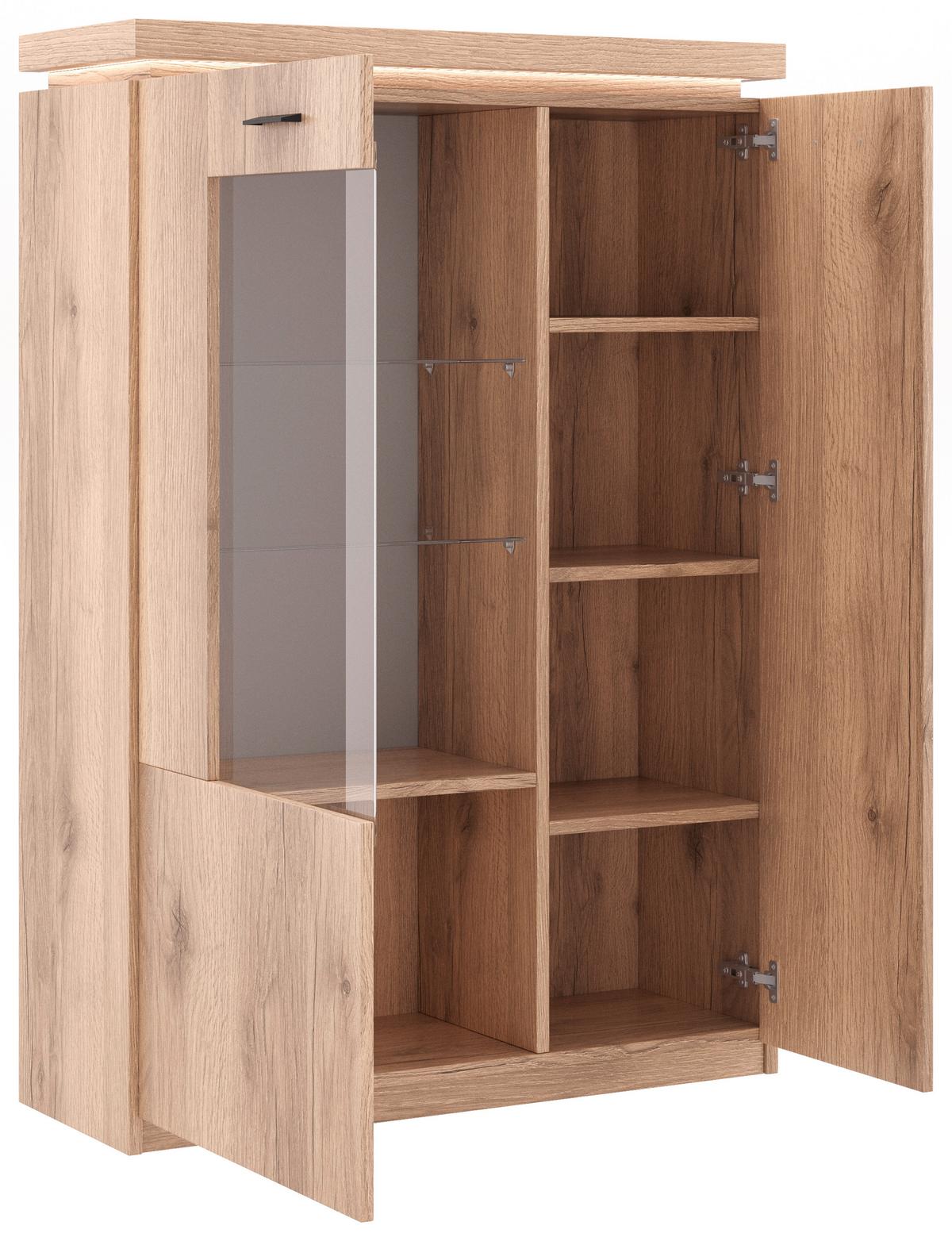 Vitrina Vancouver, Z Osvetlitvijo - barve hrasta/antracit, Moderno, kovina/steklo (98/143/38cm) - Mömax