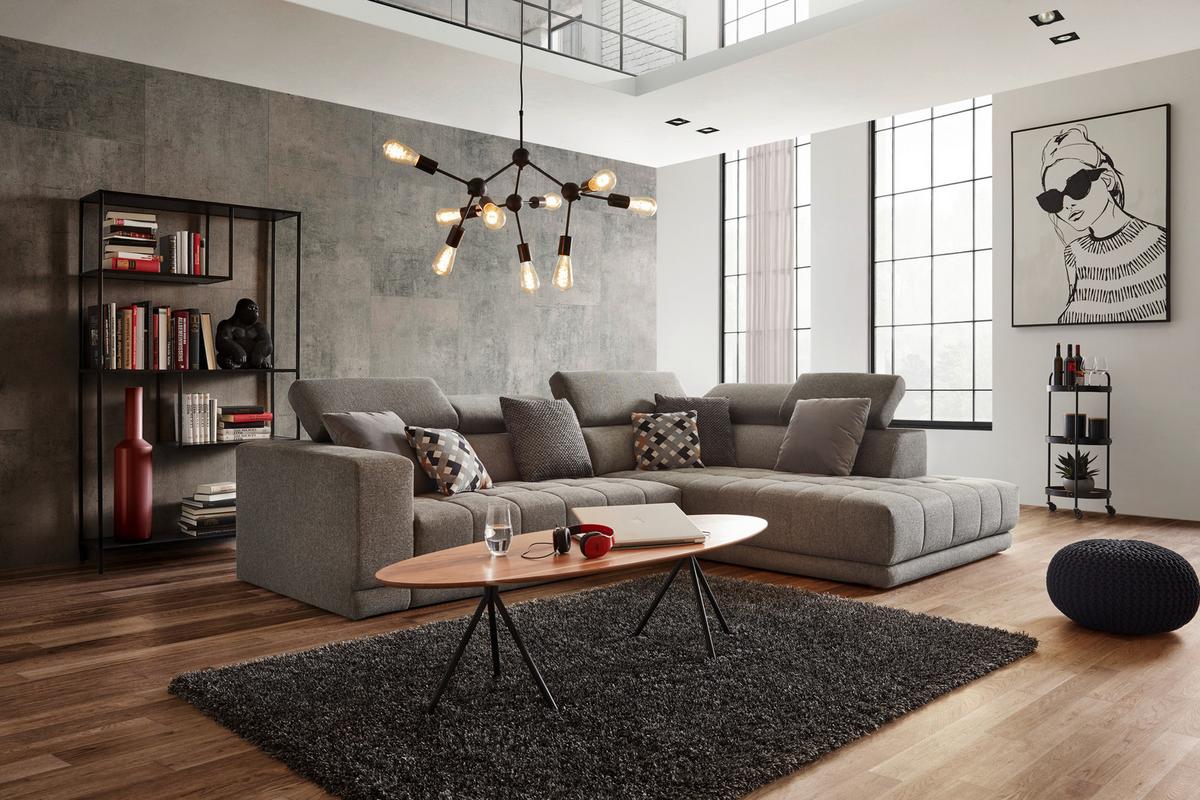 Ecksofa in Grau - Schwarz/Grau, Konventionell, Kunststoff/Textil (321/98/230cm) - Mömax