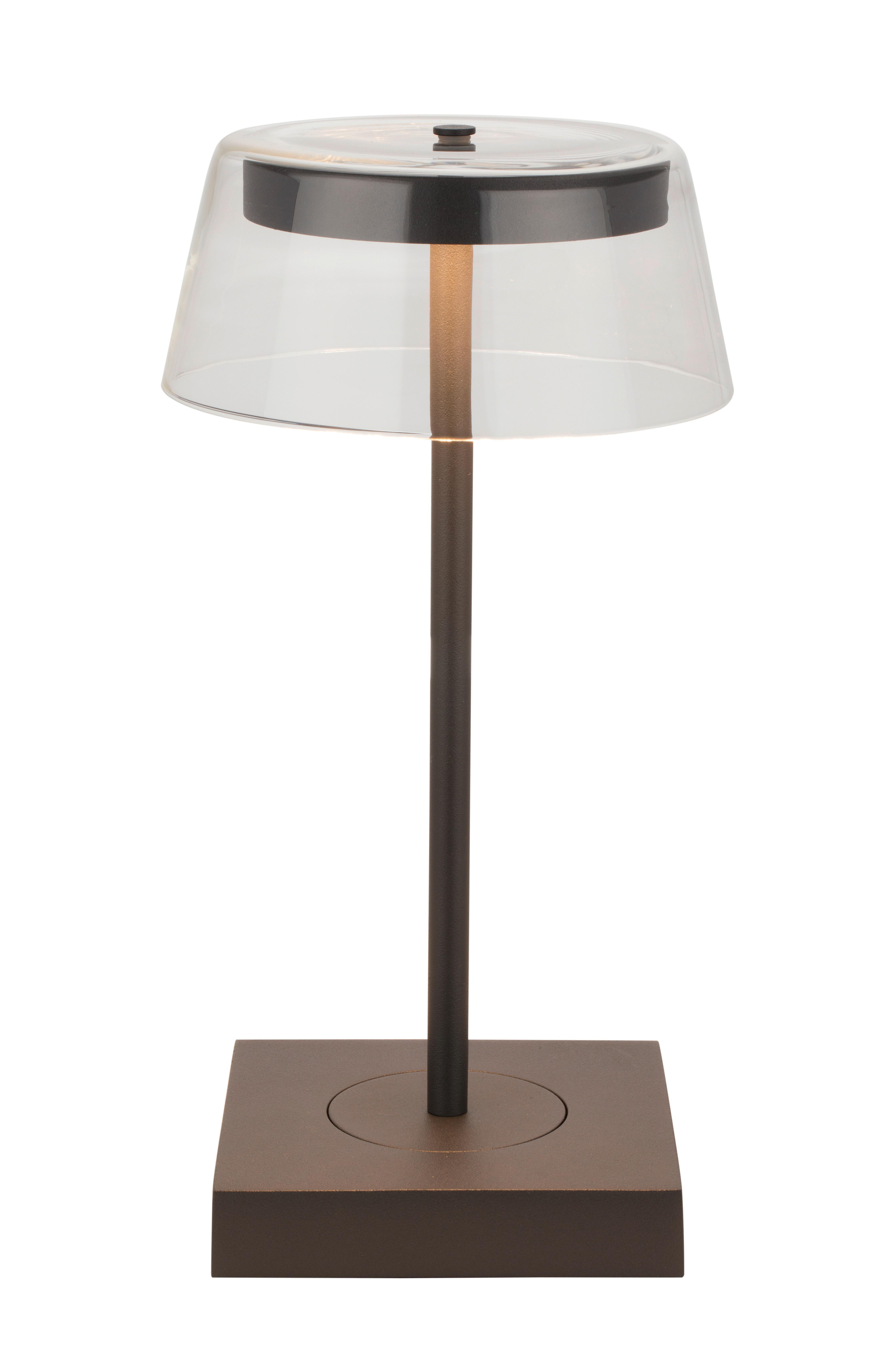 LAMPA STOŁOWA Z AKUMULATOREM CLEAR - ciemnoszary, Design, metal/szkło (13,7/27cm) - Dieter Knoll