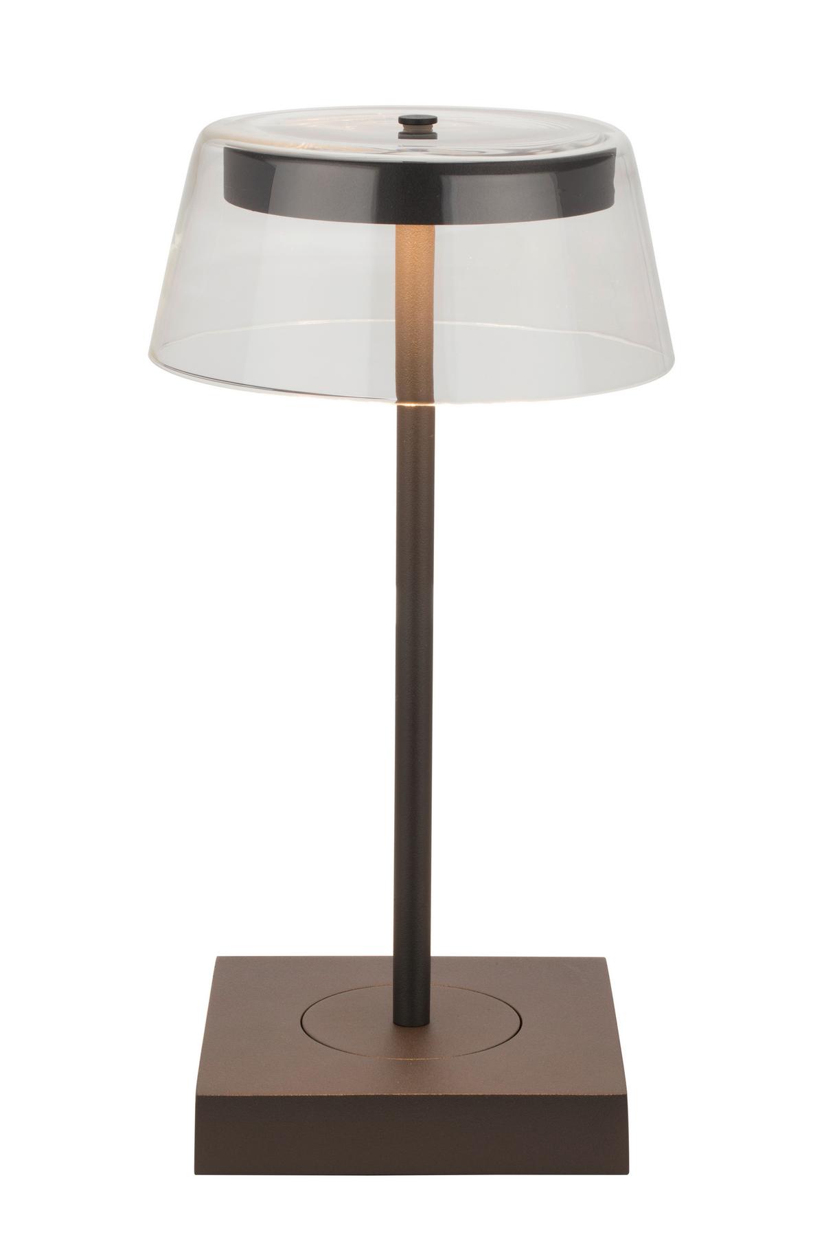 LAMPA STOŁOWA Z AKUMULATOREM CLEAR - ciemnoszary, Design, metal/szkło (13,7/27cm) - Dieter Knoll