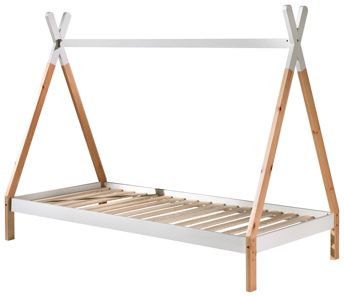 Hausbett "Tipi", weiß/kiefer - Weiß/Kieferfarben, MODERN, Holz (90/200cm) - MID.YOU