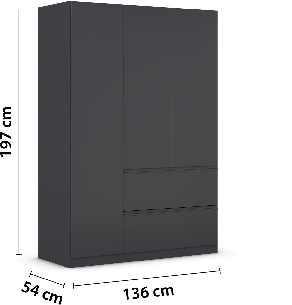 Omara S Klasičnimi Vrati Costa, Siva - siva, Moderno, leseni material (136/197/54cm) - Rauch Möbel