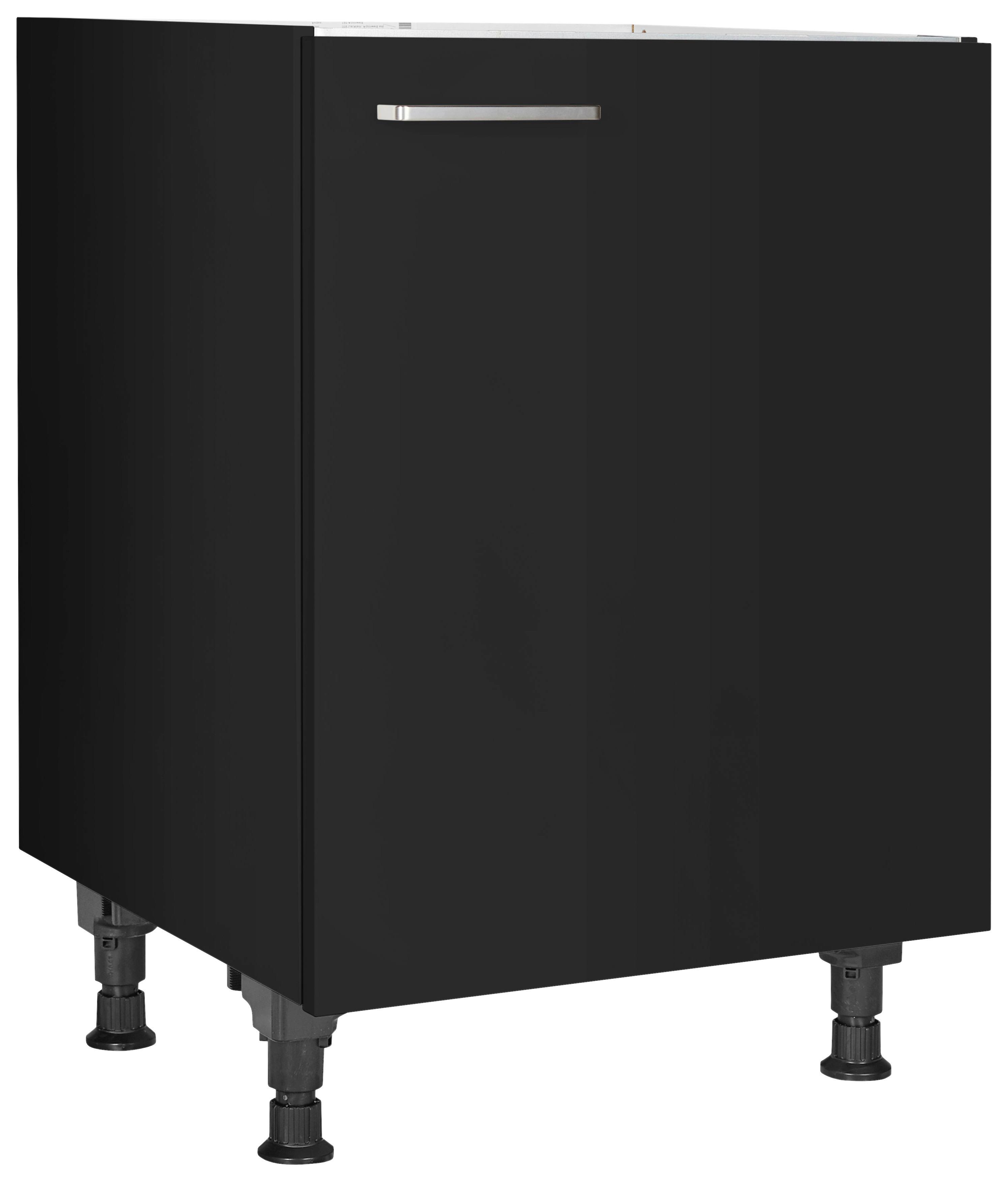 Spülenunterschrank Touch Schwarz - Edelstahlfarben/Schwarz, MODERN, Holzwerkstoff/Metall (60/87/56cm) - Nobilia