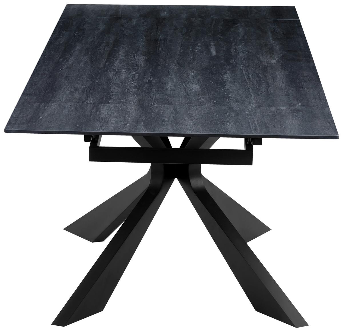 Raztegljiva Miza Hamar, Črna, 180-260x90 - črna, Moderno, kamen/kovina (180-260/90/76cm) - P & B