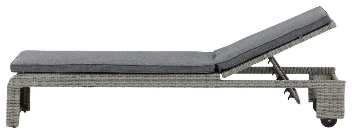 Sonnenliege London ca. 60x32x196 cm Grau - Grau, KONVENTIONELL, Kunststoff/Textil (60/32/196cm) - Gardenson