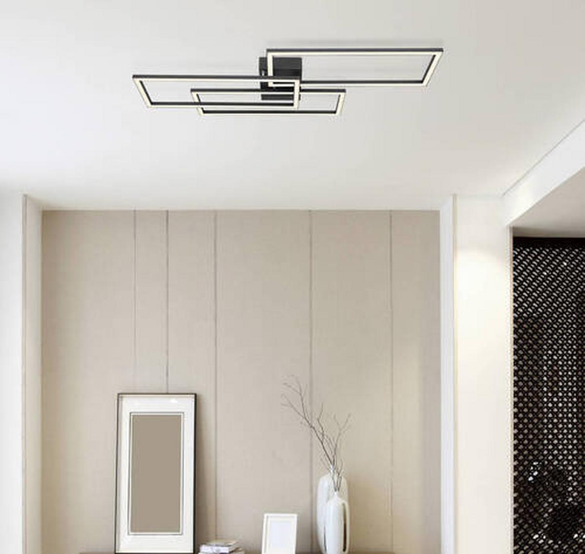 Stropna Led-svetilka Tiny, S Sijalko - črna/opal, Design (90/40/8cm) - Globo