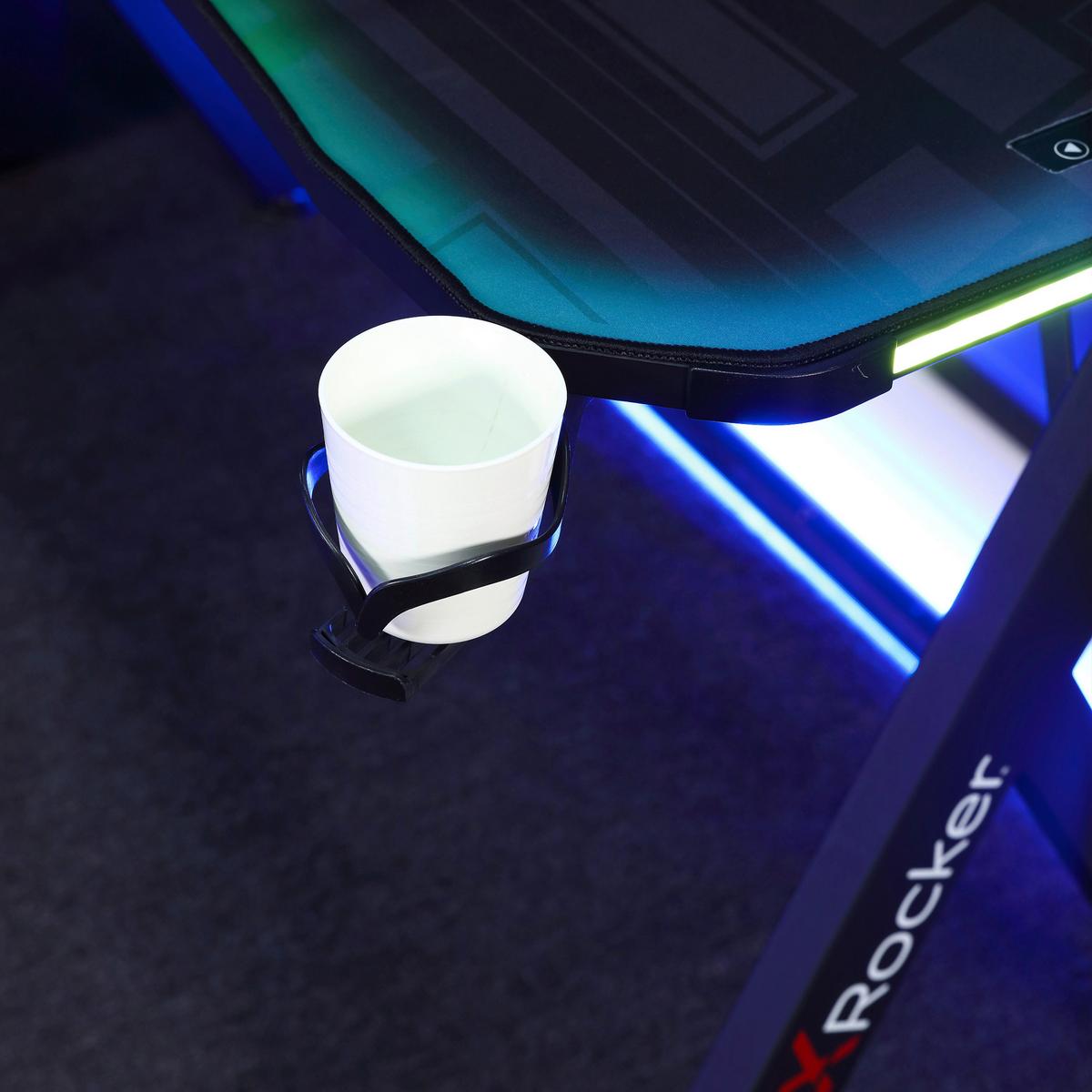 Gamingtisch XR Lumio ca. 110x55x75 cm Schwarz mit LED - Schwarz, MODERN, Holzwerkstoff/Metall (140/60/75cm) - X Rocker