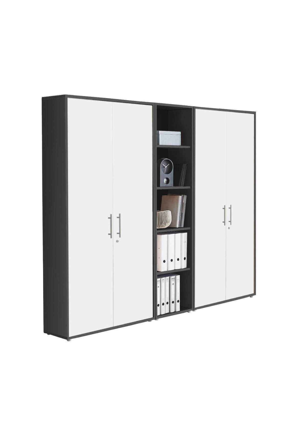 AKTENSCHRANK OFFICE EDITION - SW SET 10 - Anthrazit/Weiß, MODERN, Holzwerkstoff (212,9/185,6/33cm) - MID.YOU