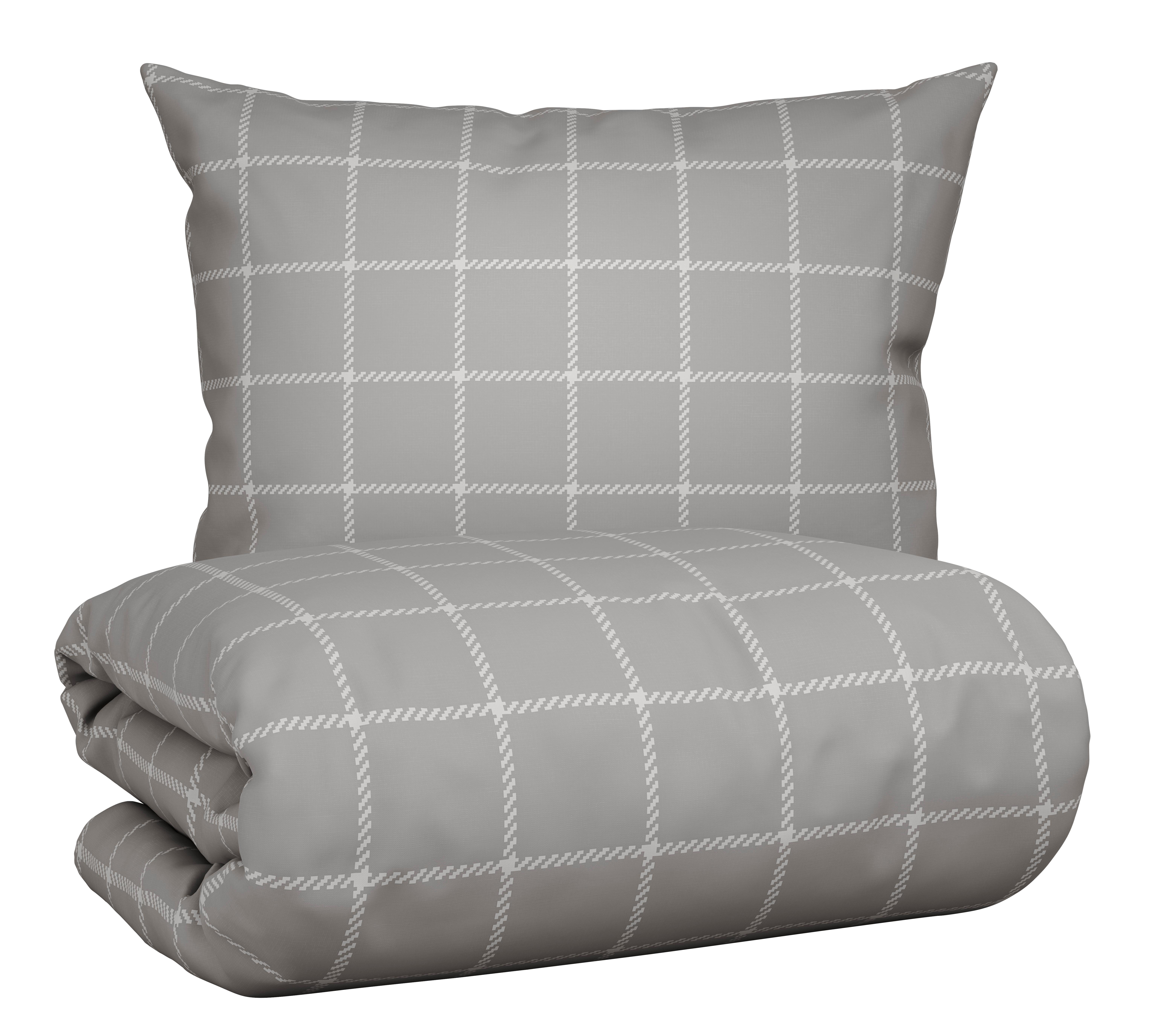 Posteljina Karo Allover 140x200/60x80 Cm - svijetlo siva, Konvencionalno, tekstil (140/200cm) - Mömax