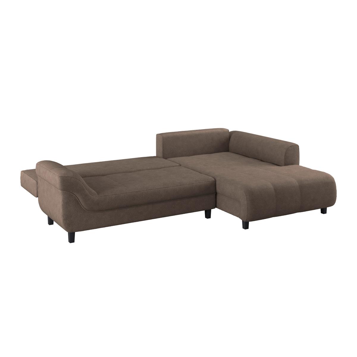Kutna Garnitura Mendoza - tamno smeđa/siva, Design, tekstil/drvo (309/197cm) - Modern Living