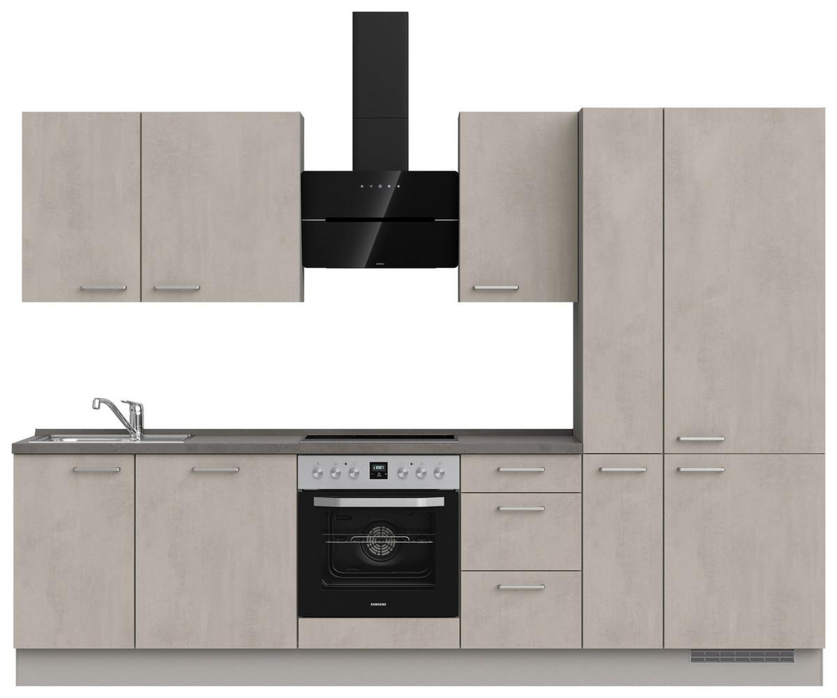 Küchenblock Riva High m. Geräten Grau - Schieferfarben/Edelstahlfarben, MODERN, Holzwerkstoff/Metall (300cm) - Nobilia