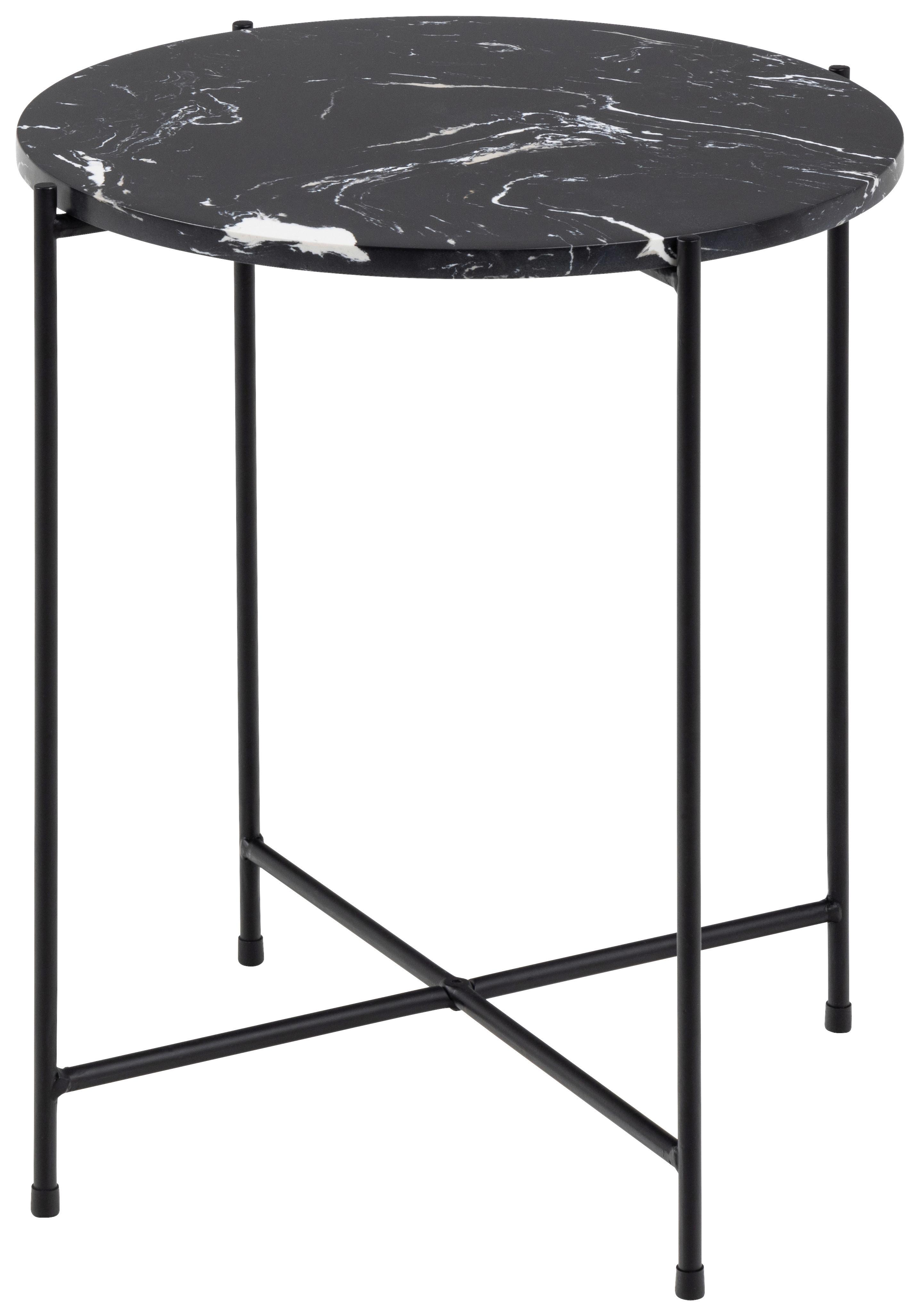 Masă auxiliară AVILA - negru, Trend, metal/piatră (42/42/45cm) - Modern Living