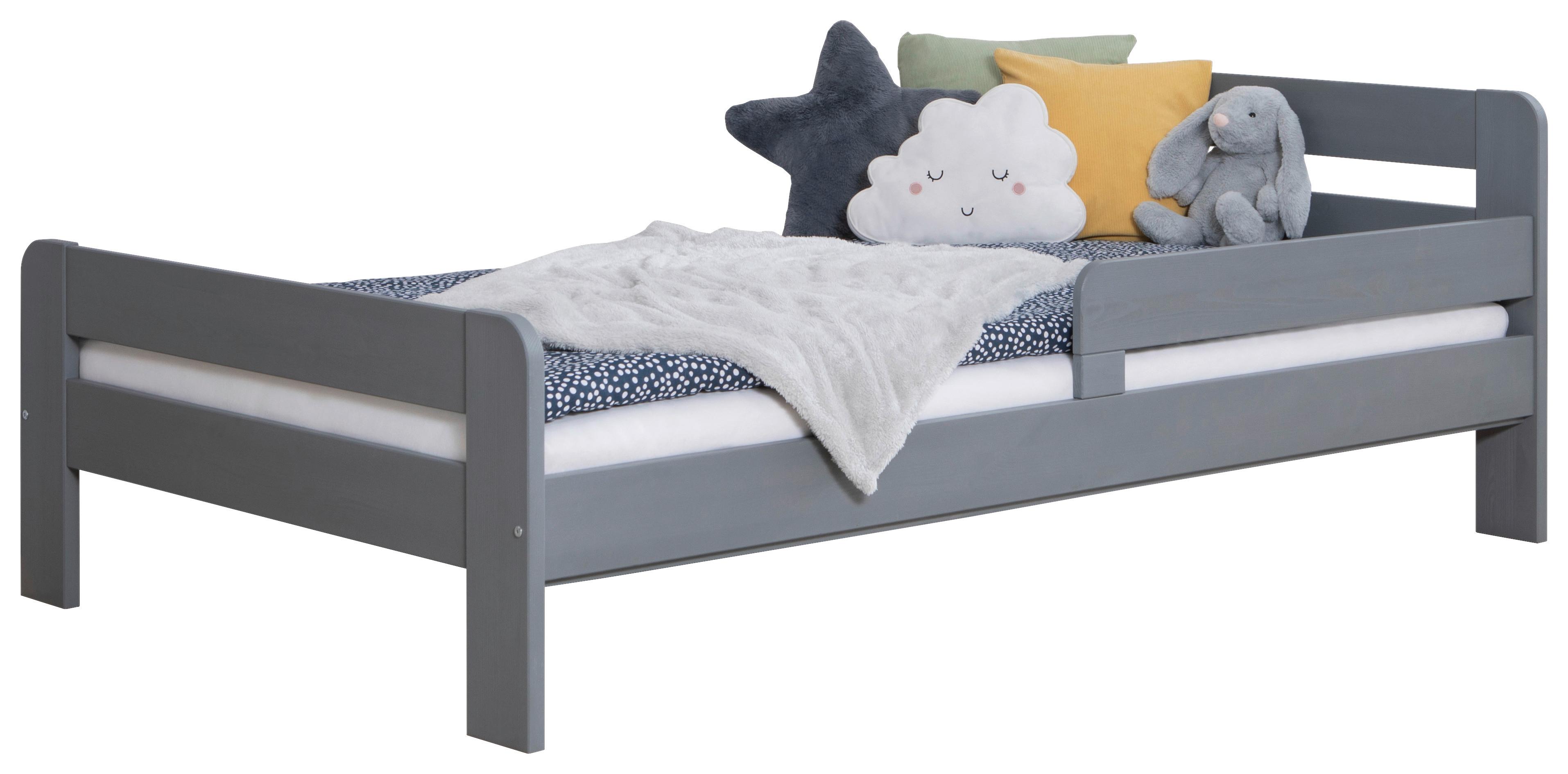Bett Bennet mit Rausfallschutz ca. 120x200 cm Hellgrau - Hellgrau, MODERN, Holz (120/200cm) - MID.YOU