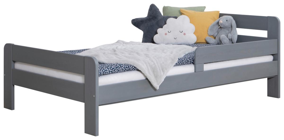 Bett Bennet mit Rausfallschutz ca. 120x200 cm Hellgrau - Hellgrau, MODERN, Holz (120/200cm) - MID.YOU