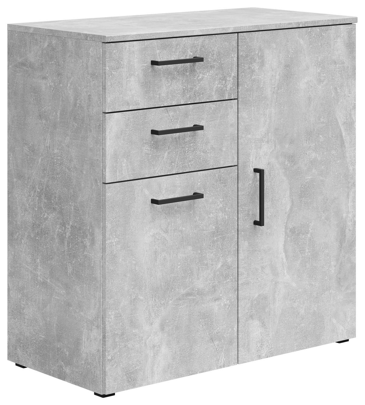Kommode Multistauraum Betonoptik - Anthrazit/Schwarz, Modern, Holzwerkstoff/Kunststoff (80/83/40cm)