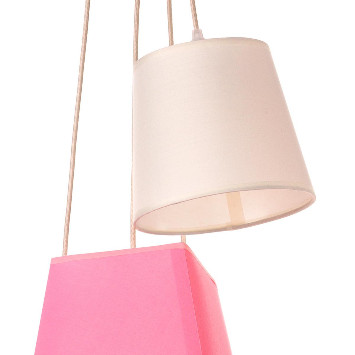 Hängeleuchte Ninetta Gelb/Weiß/Pink max. 22 Watt - Pink/Gelb, Trend, Textil/Metall (55/100cm)