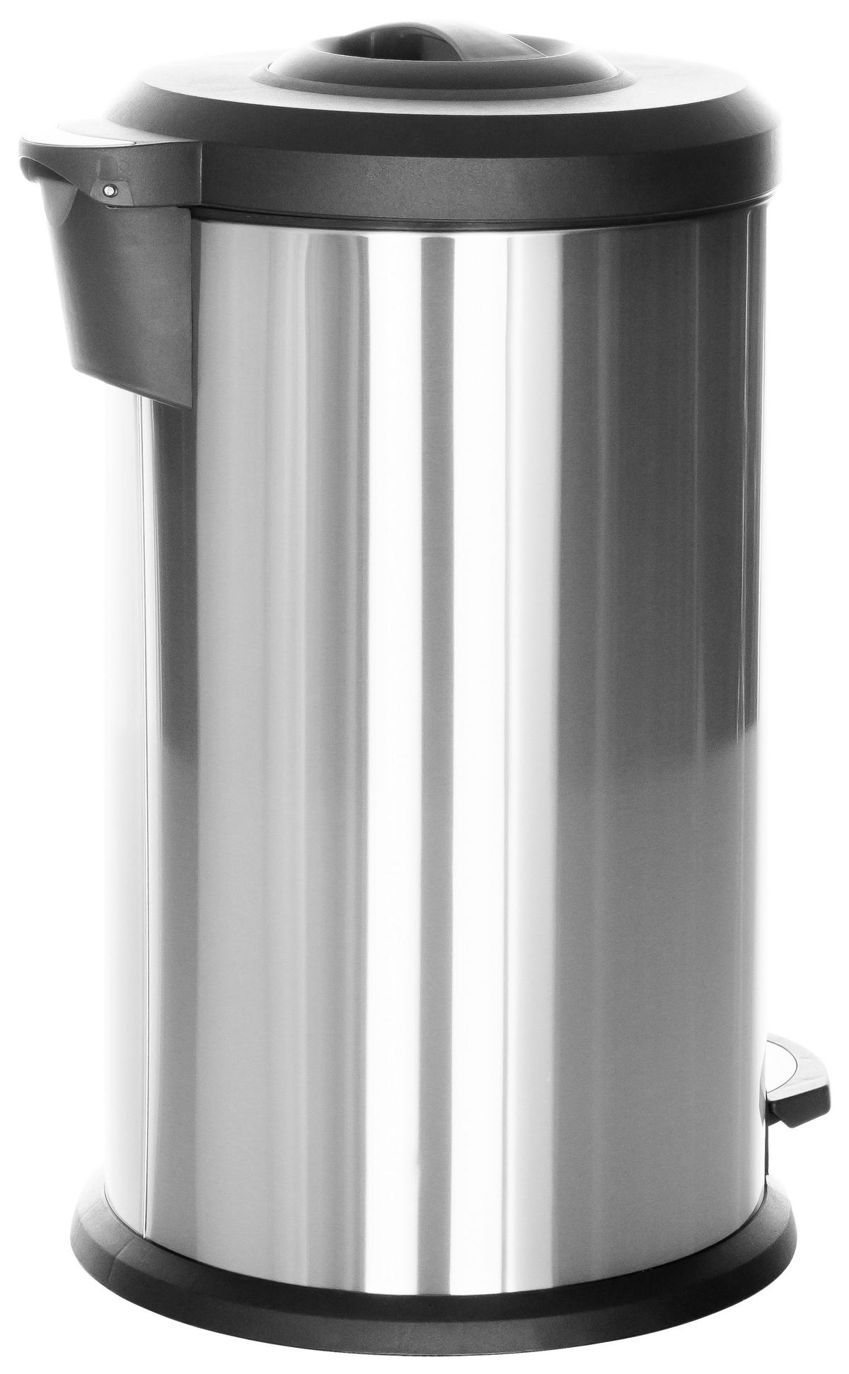 Koš Za Smeti Clean X, 40 L, Srebrna - srebrne barve/črna, Basics, kovina/umetna masa (38/62-96/38cm) - MID.YOU