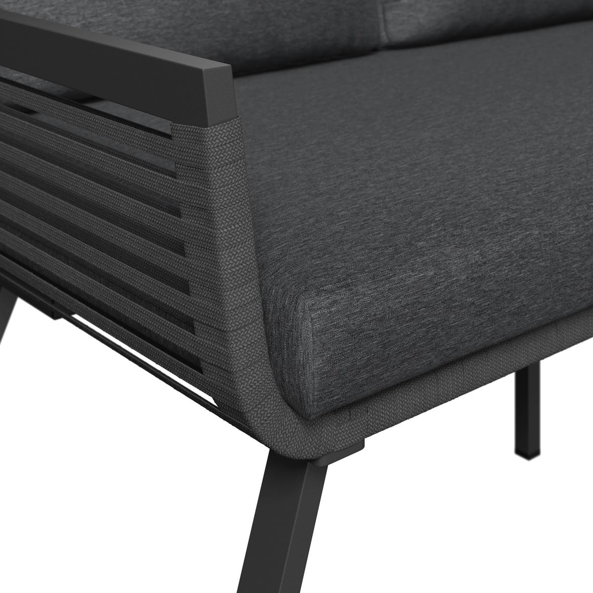 KOMPLET MEBLI TARASOWYCH VICTORIA - antracytowy/czarny, Modern, metal/tkanina (125/74/74cm) - Ambia Garden