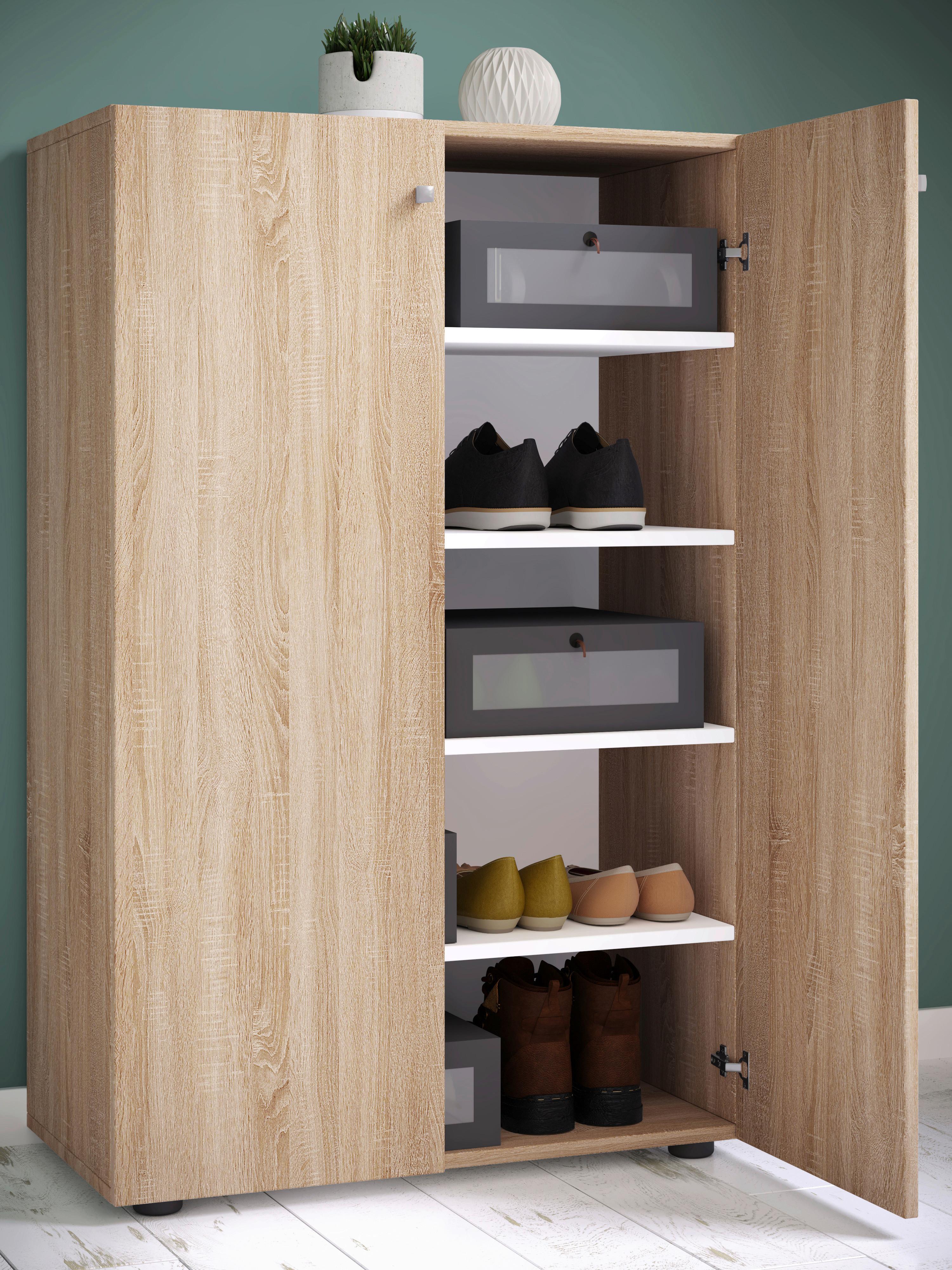 Schuhrschrank Lona XL ca.70x110x39cm Eiche Dekor - Schwarz/Grau, KONVENTIONELL, Holzwerkstoff/Kunststoff (70/110/39cm) - MID.YOU