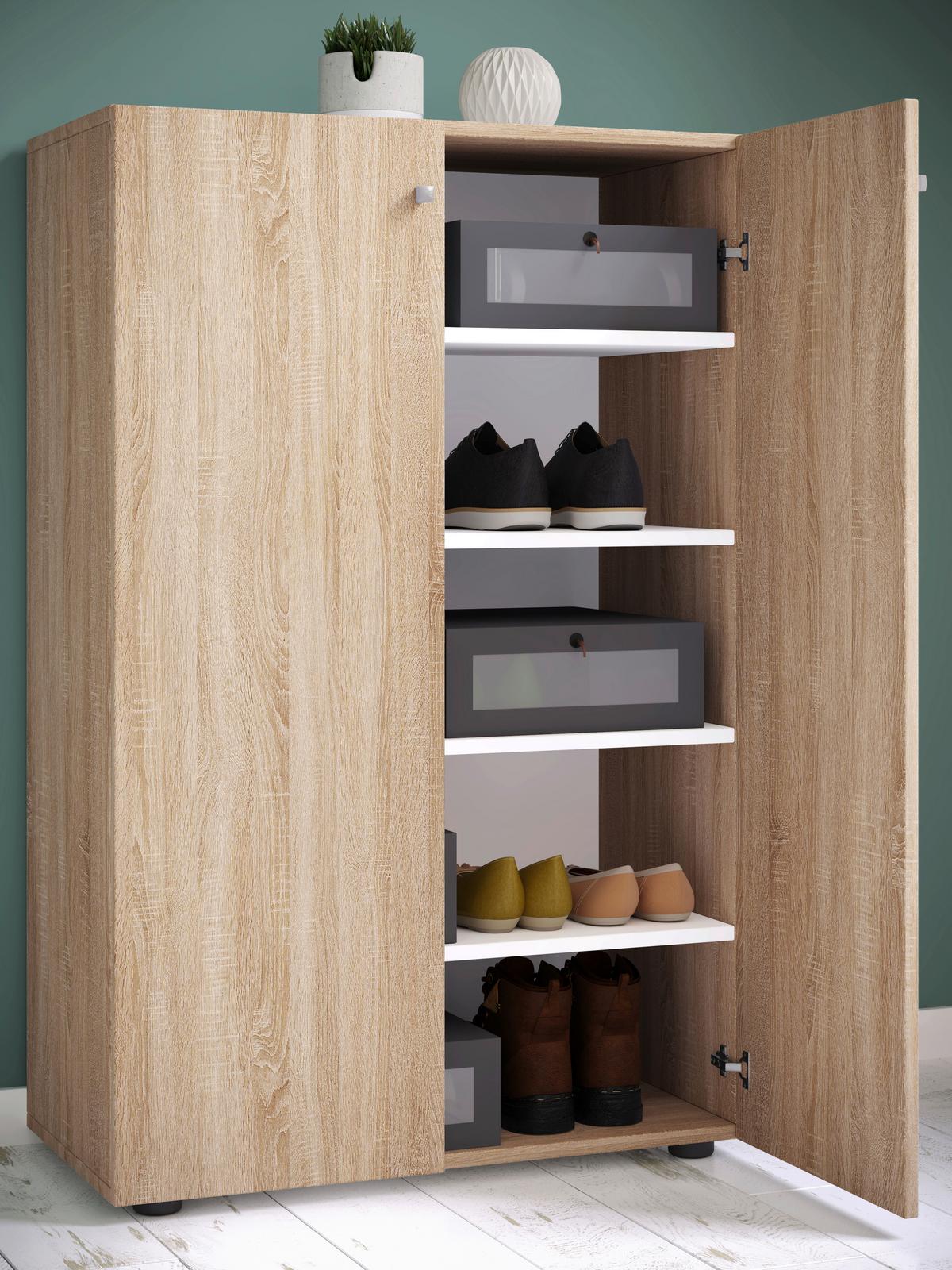 Schuhrschrank Lona XL ca.70x110x39cm Eiche Dekor - Schwarz/Grau, KONVENTIONELL, Holzwerkstoff/Kunststoff (70/110/39cm) - MID.YOU
