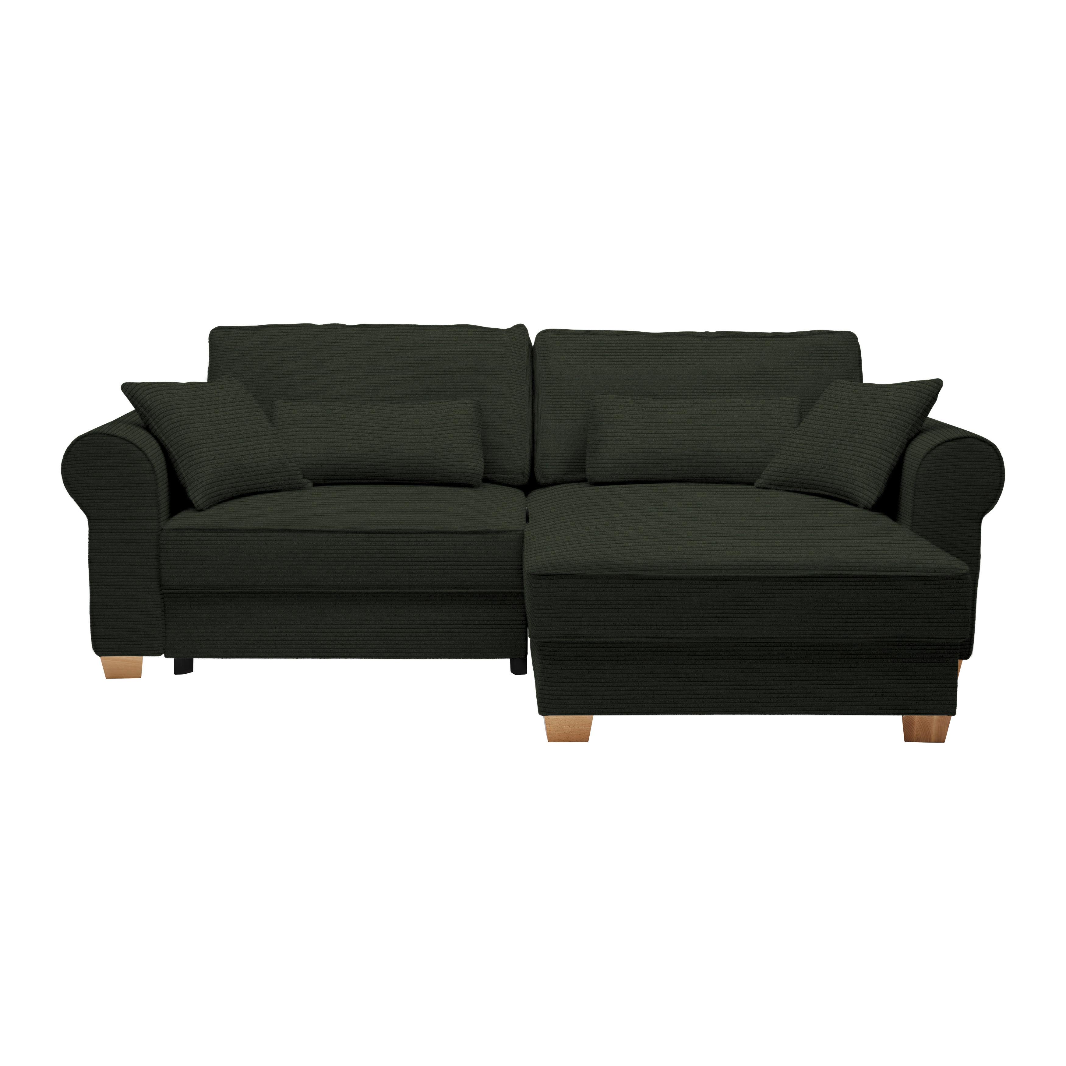 Wohnlandschaft Angelo Dunkelgrün - Dunkelgrün, MODERN, Holz/Holzwerkstoff (255/92/185cm) - Mömax