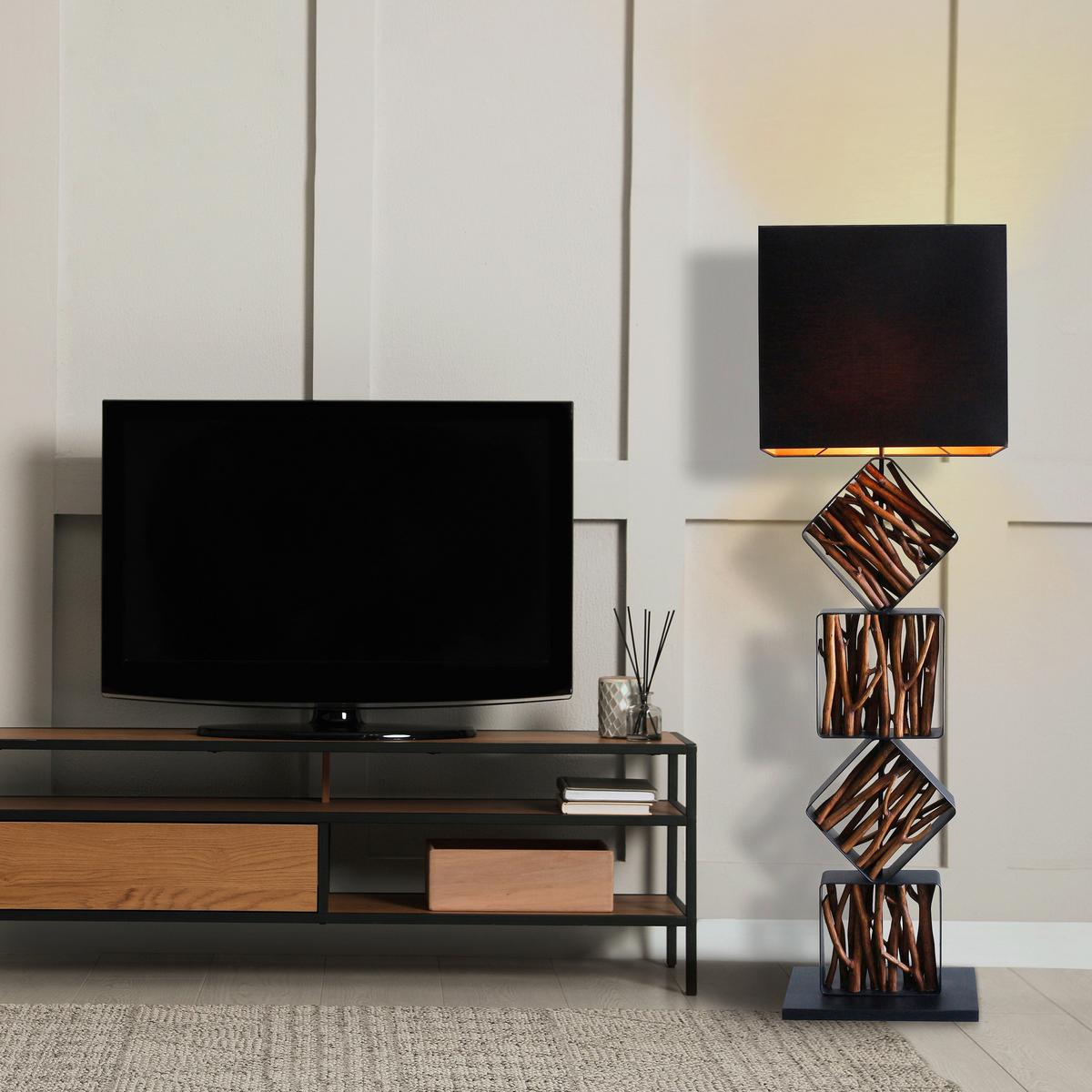 Stoječa Svetilka Driftwood - zlate barve/črna, Design, kovina/tekstil (40/155/20cm) - P & B