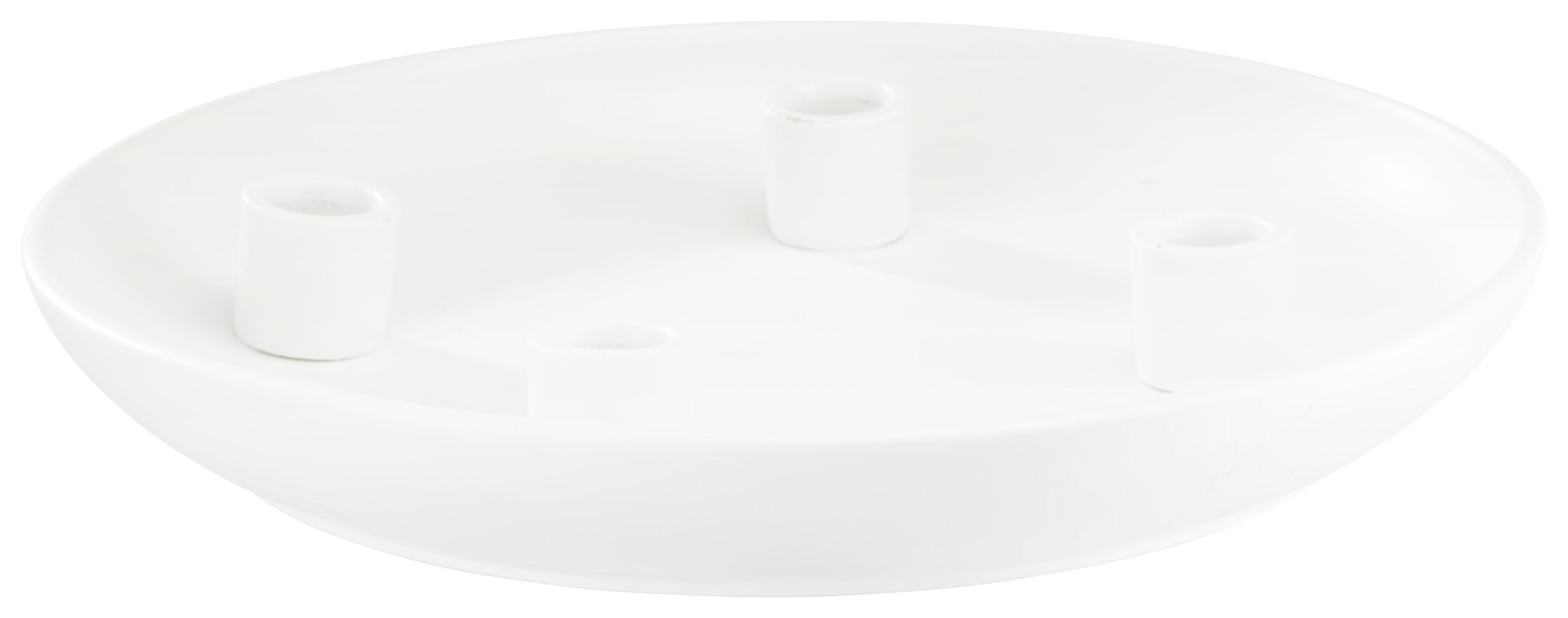 Kerzenhalter Fourth in Weiss Ø ca. 31cm - Weiss, Modern, Keramik (31/3,7cm) - Premium Living