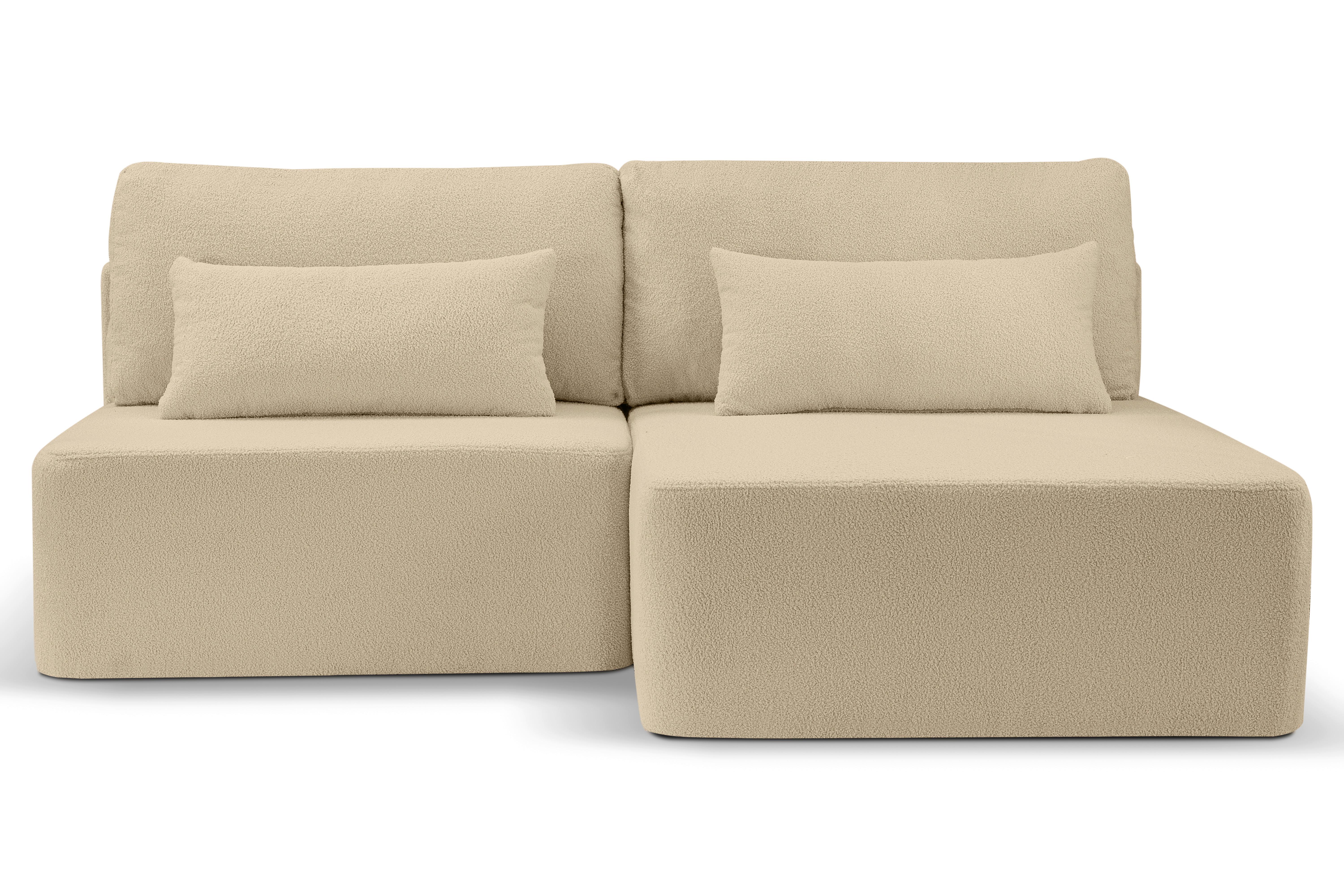 Ecksofa Amsterix Beige Schlaffunktion - Beige/Schwarz, Basics, Holz/Kunststoff (213/158cm) - MID.YOU