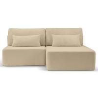 Ecksofa Amsterix Beige Schlaffunktion - Beige/Schwarz, Basics, Holz/Kunststoff (213/158cm) - MID.YOU