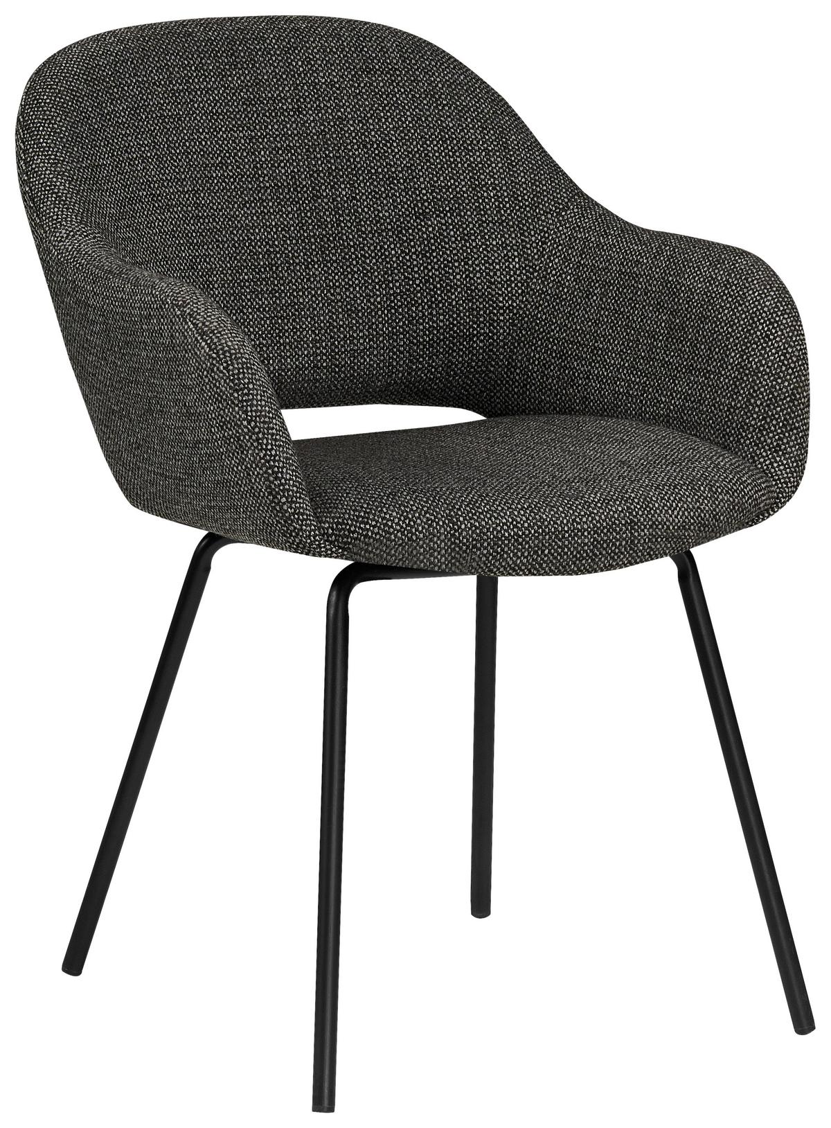 KRZESŁO Z PODŁOKIETNIKAMI LEIDEN - czarny/szary, Design, metal/tkanina (59/82/62cm) - Novel