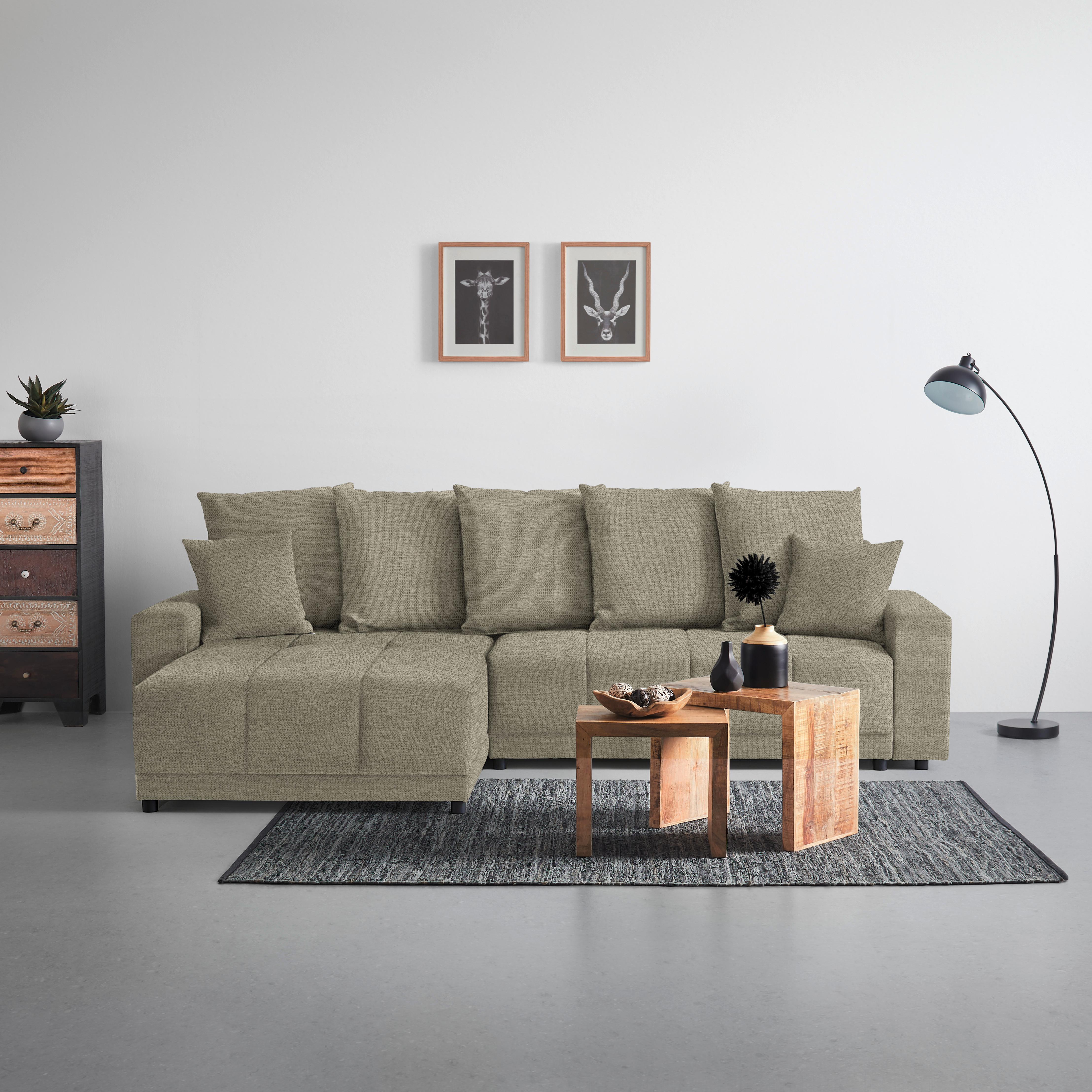 Ecksofa Alatri Greige - Greige/Schwarz, MODERN, Kunststoff/Textil (289/90/176cm) - Based