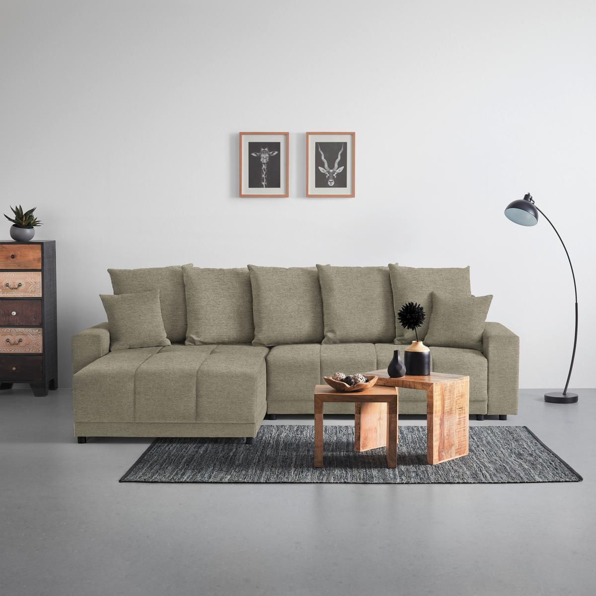 Ecksofa Alatri Greige - Greige/Schwarz, MODERN, Kunststoff/Textil (289/90/176cm) - Based