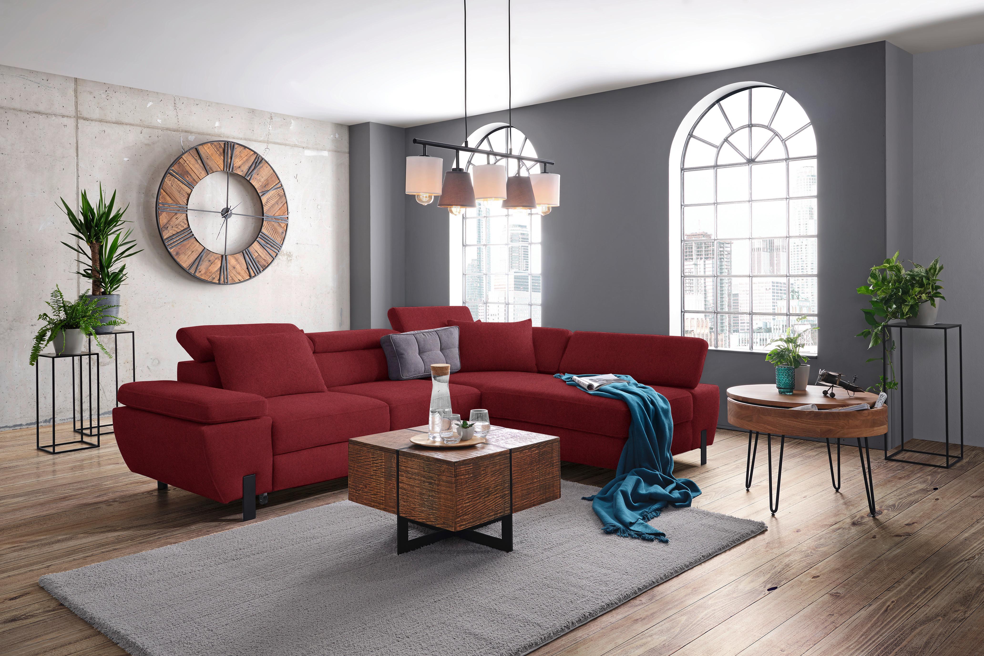 Ecksofa Molina Mini Weinrot - Weinrot/Schwarz, MODERN, Holz/Holzwerkstoff (277/189cm) - Mömax