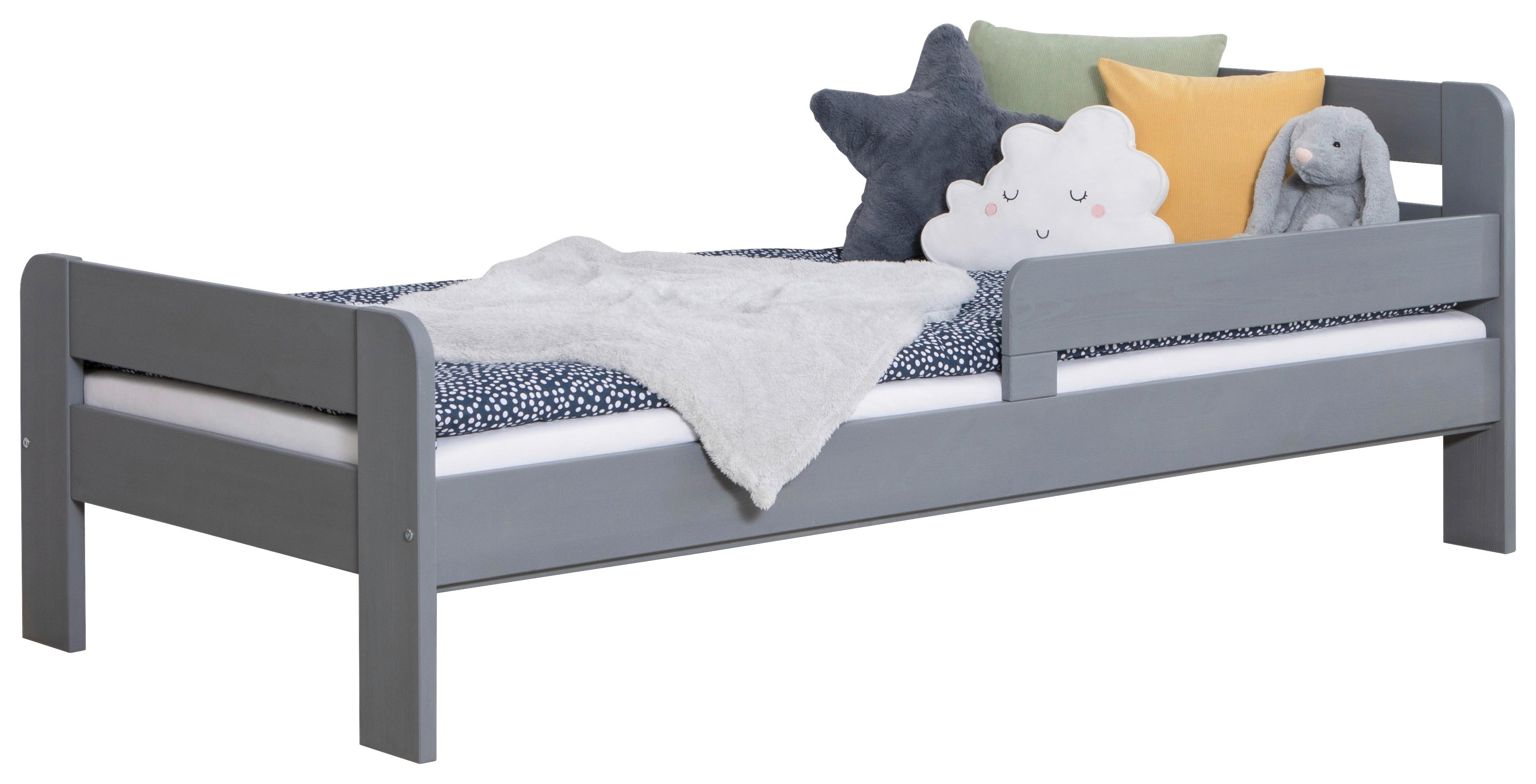 Bett Bennet mit Rausfallschutz ca. 90x200 Hellgrau - Hellgrau, MODERN, Holz (90/200cm) - MID.YOU