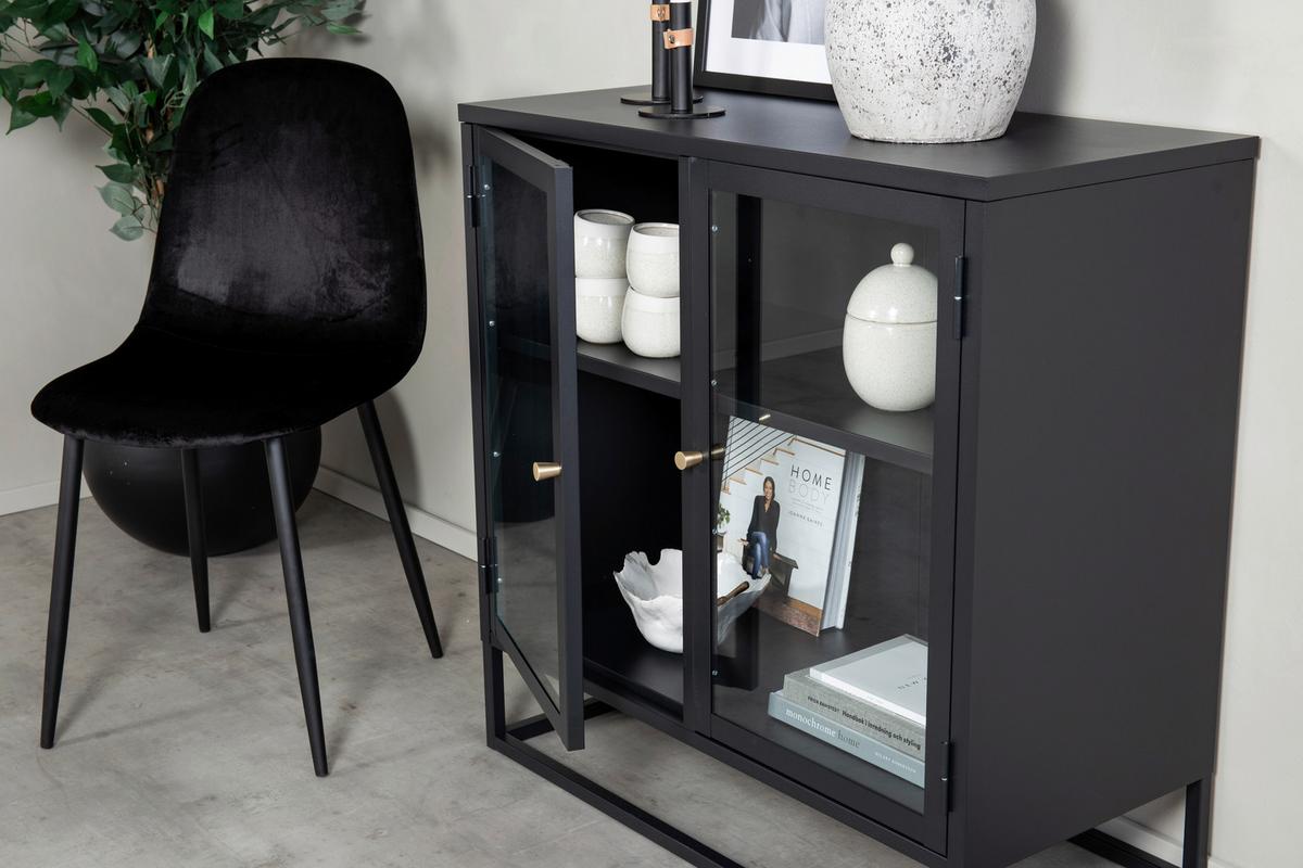 SIDEBOARD BAKAL - Schwarz, Design, Glas/Metall (85/85/40cm) - Livetastic