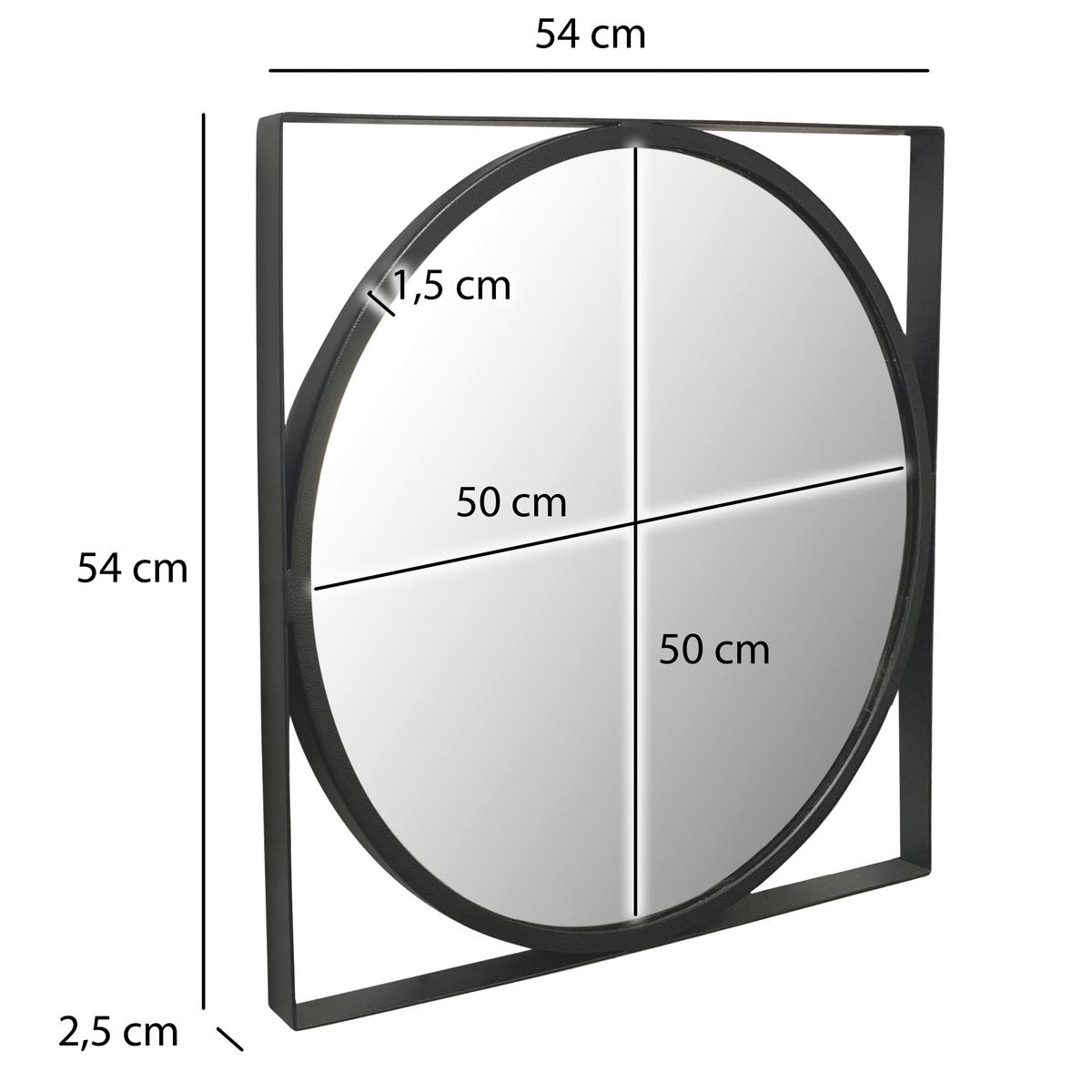 WANDSPIEGEL WL7.100 - Schwarz, Design, Glas/Metall (54/54/2,5cm) - MID.YOU