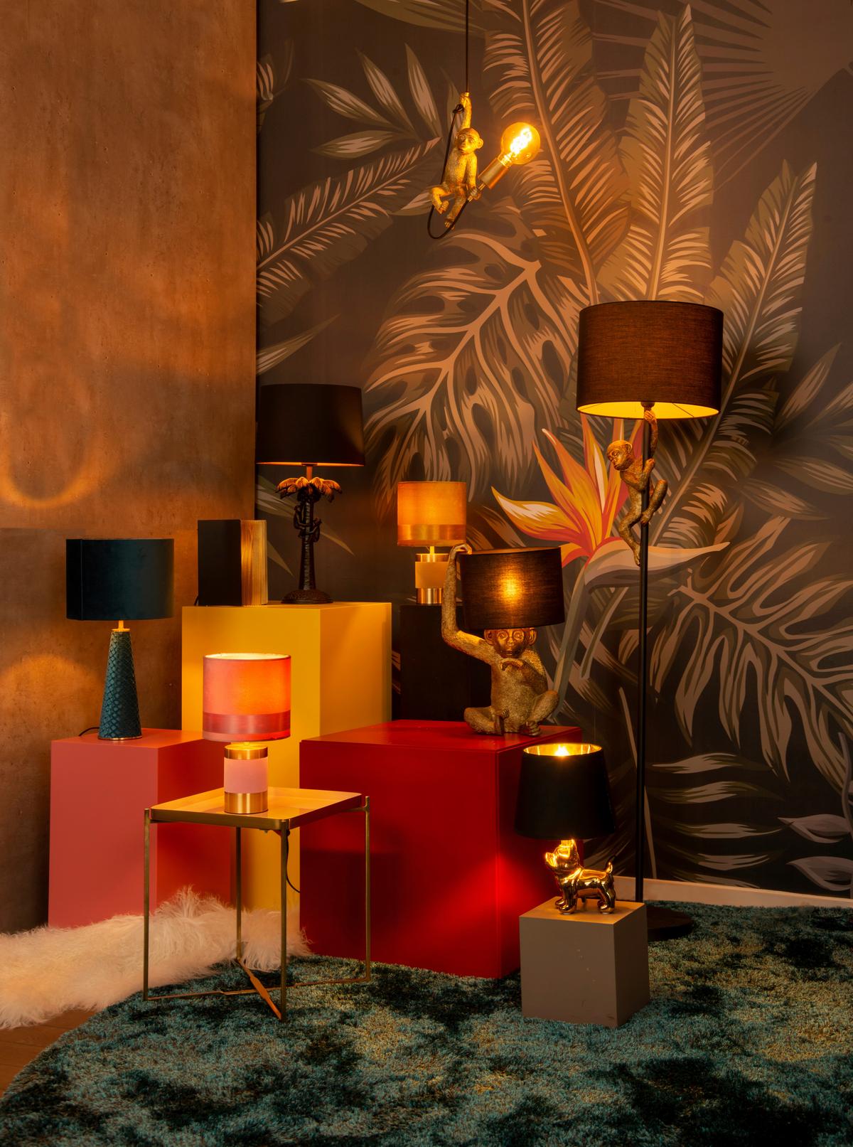 LAMPA STOŁOWA 10502/81/30 EXTRAVAGANZA CHIMP - czarny/kolor złoty, Trend, tworzywo sztuczne/tkanina (30/30/45cm) - Lucide