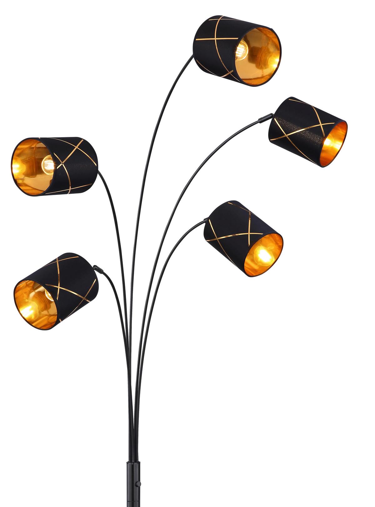Lampa podłogowa BEMMO czarny/złoty, ok. 84x130x204cm - czarny/kolor złoty, Modern, tworzywo sztuczne/metal (84/130/204cm)