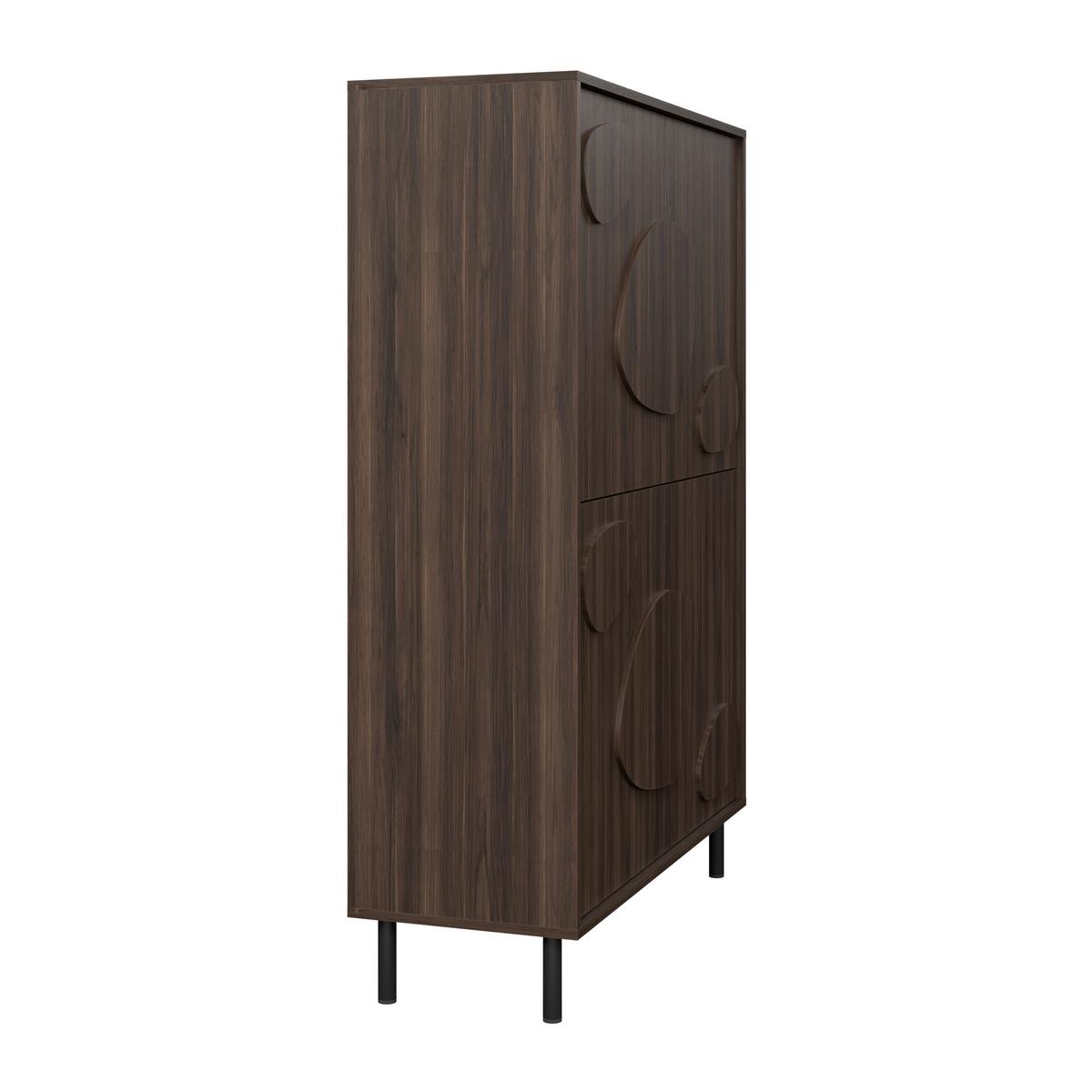 Highboatd Peonia Dunkelbraun - Dunkelbraun/Schwarz, MODERN, Holzwerkstoff/Metall (105/151/40cm) - Mömax