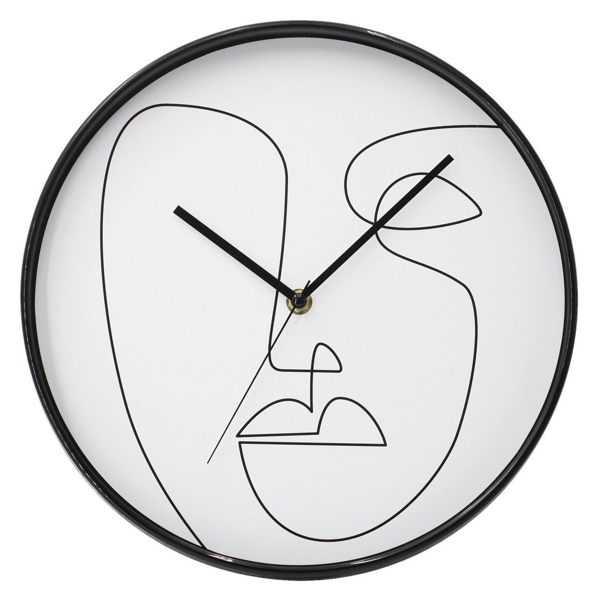 WANDUHR FACES - Schwarz/Weiß, MODERN, Kunststoff (30cm) - Modern Living