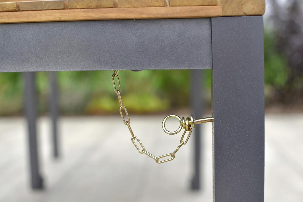 Gartenmöbel Set 10-tlg. Milos Echtholz/Metall mit Auflagen - Dunkelgrau/Graphitfarben, KONVENTIONELL, Holz/Textil - Gardenson